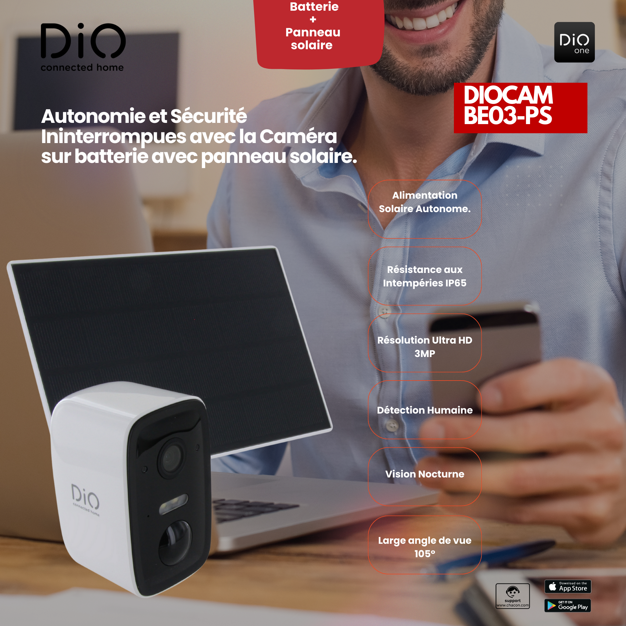 Draadloze outdoor WiFi camera met zonnepaneel
