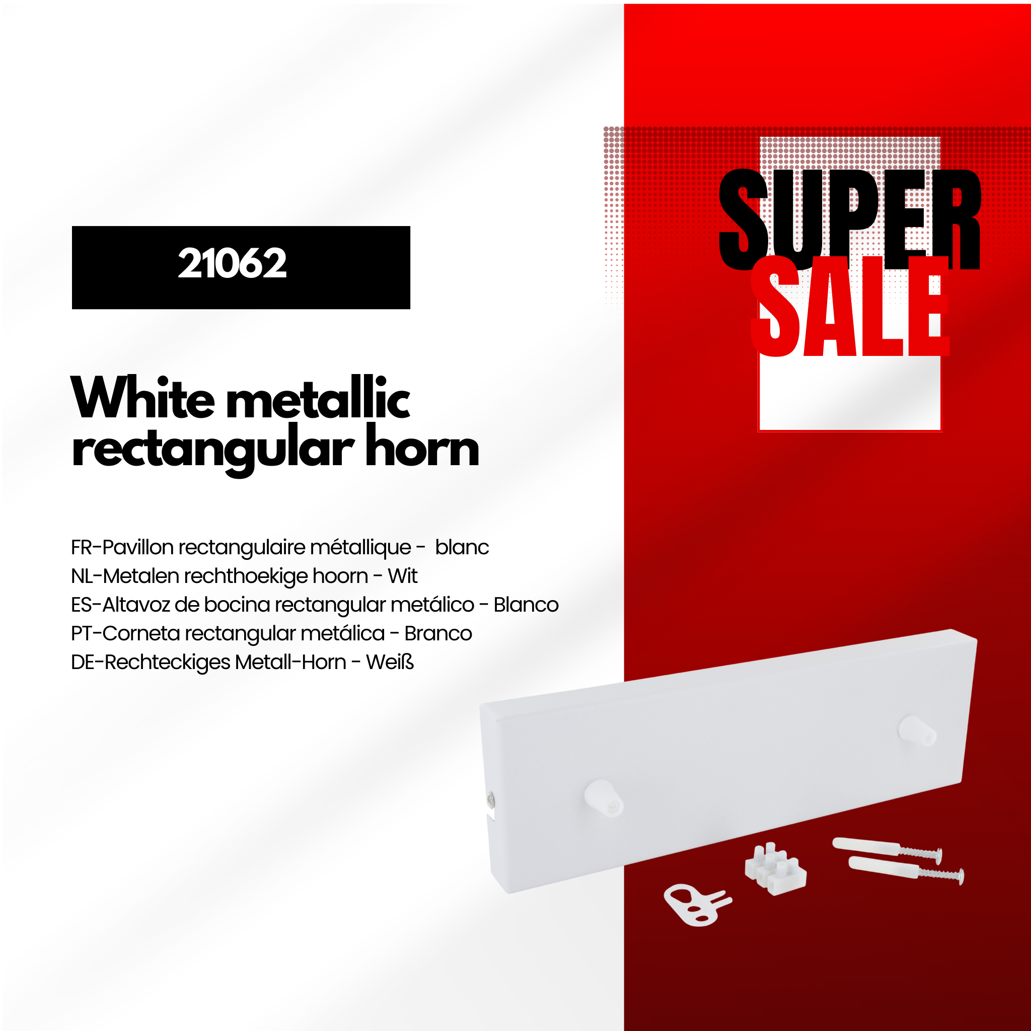 Plafón rectangular de metal - blanco