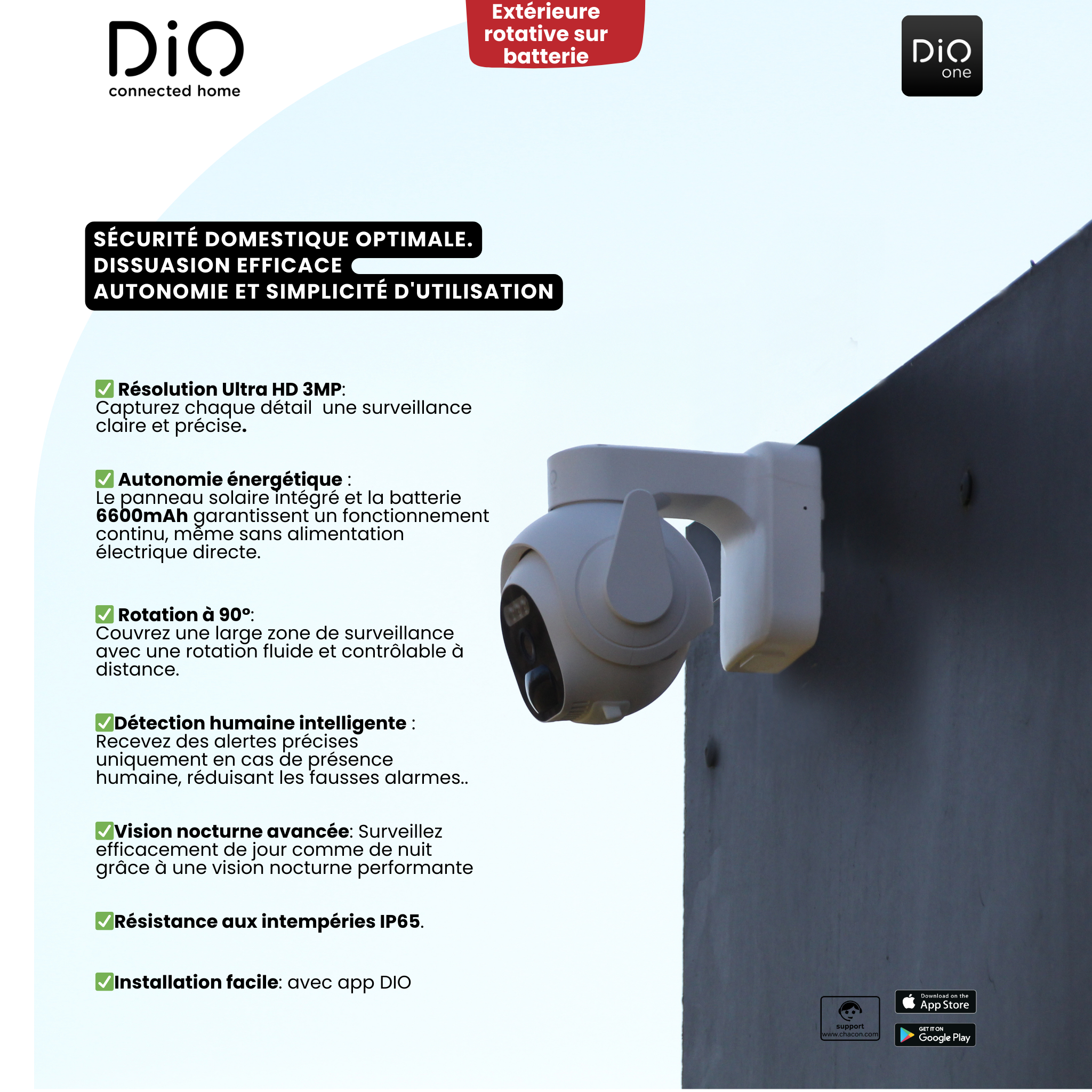 WiFi buiten draaibare camera op batterijen - 3MP