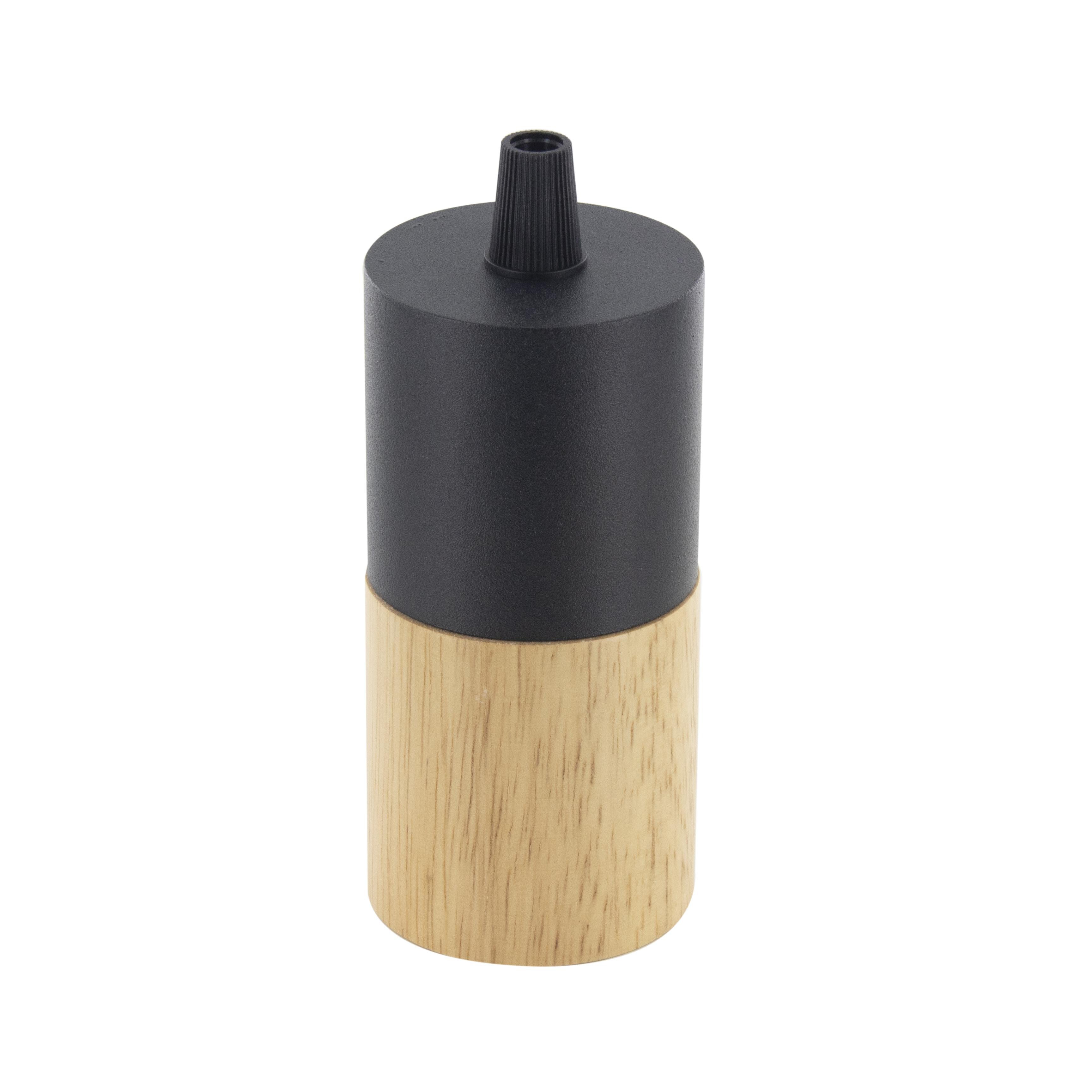 Casquilho em madeira e metal preto