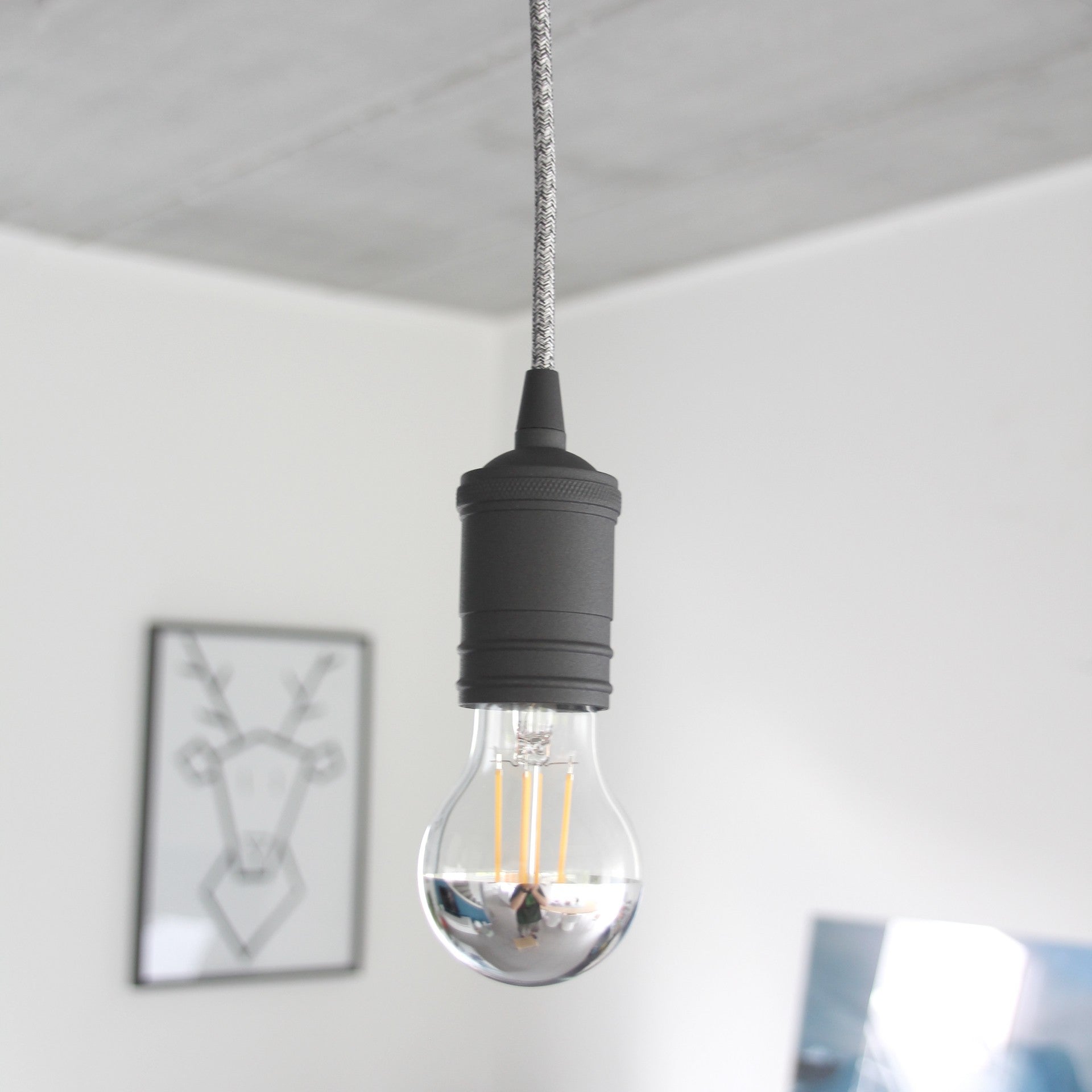 Gladde aluminium lamphouder - zwart