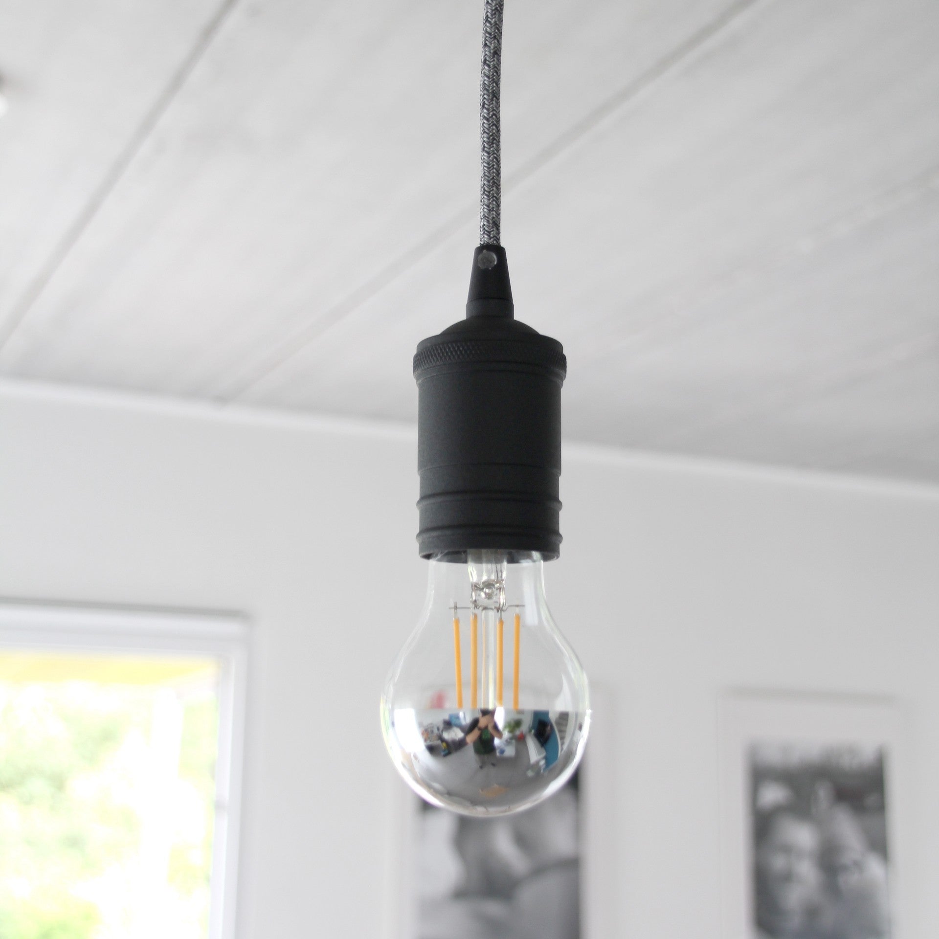 Gladde aluminium lamphouder - zwart