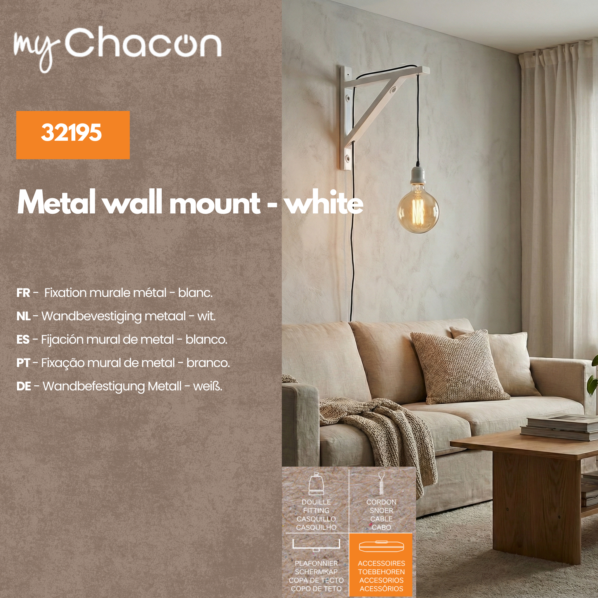 Staffa da parete in metallo - bianco