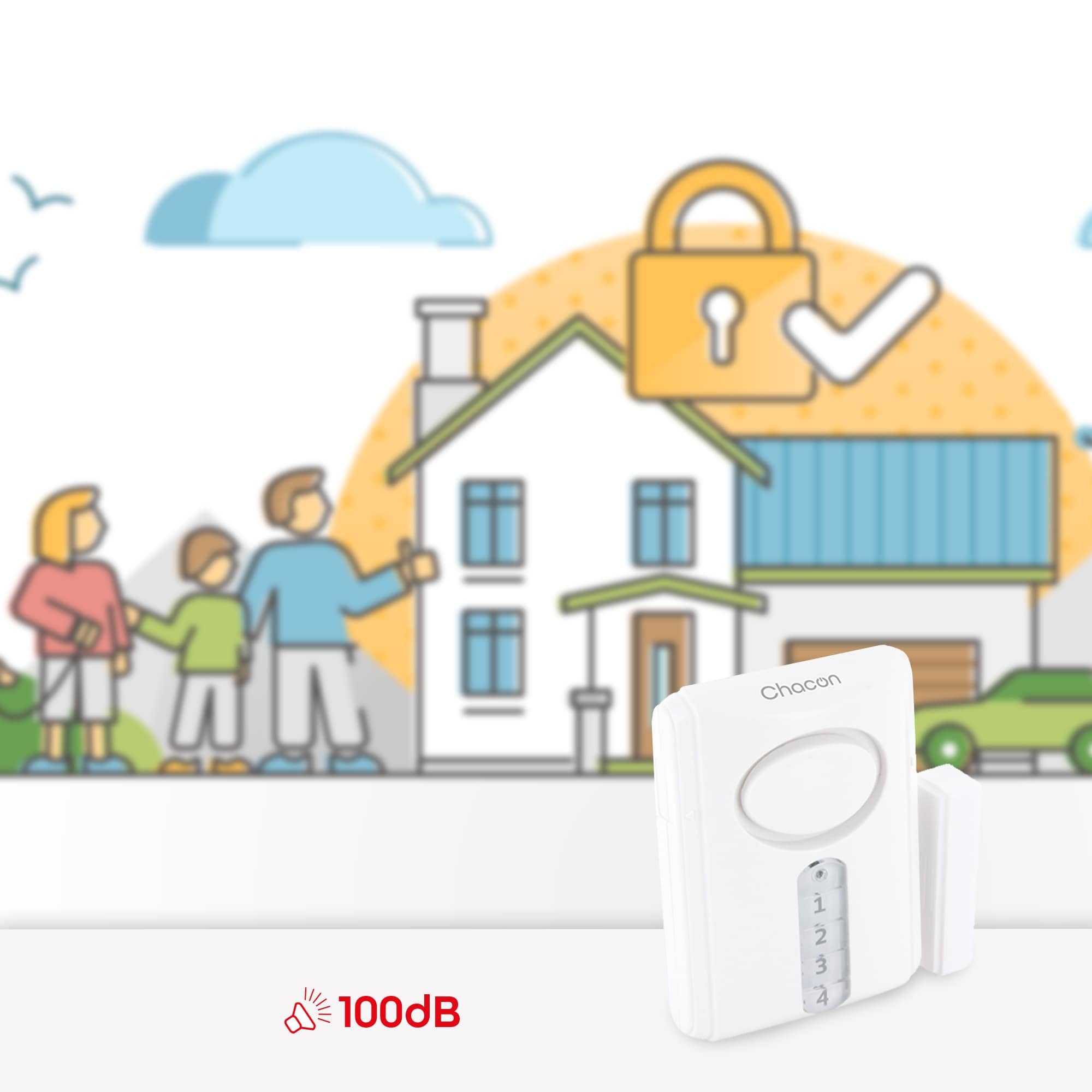 Detector de apertura con alarma + código
