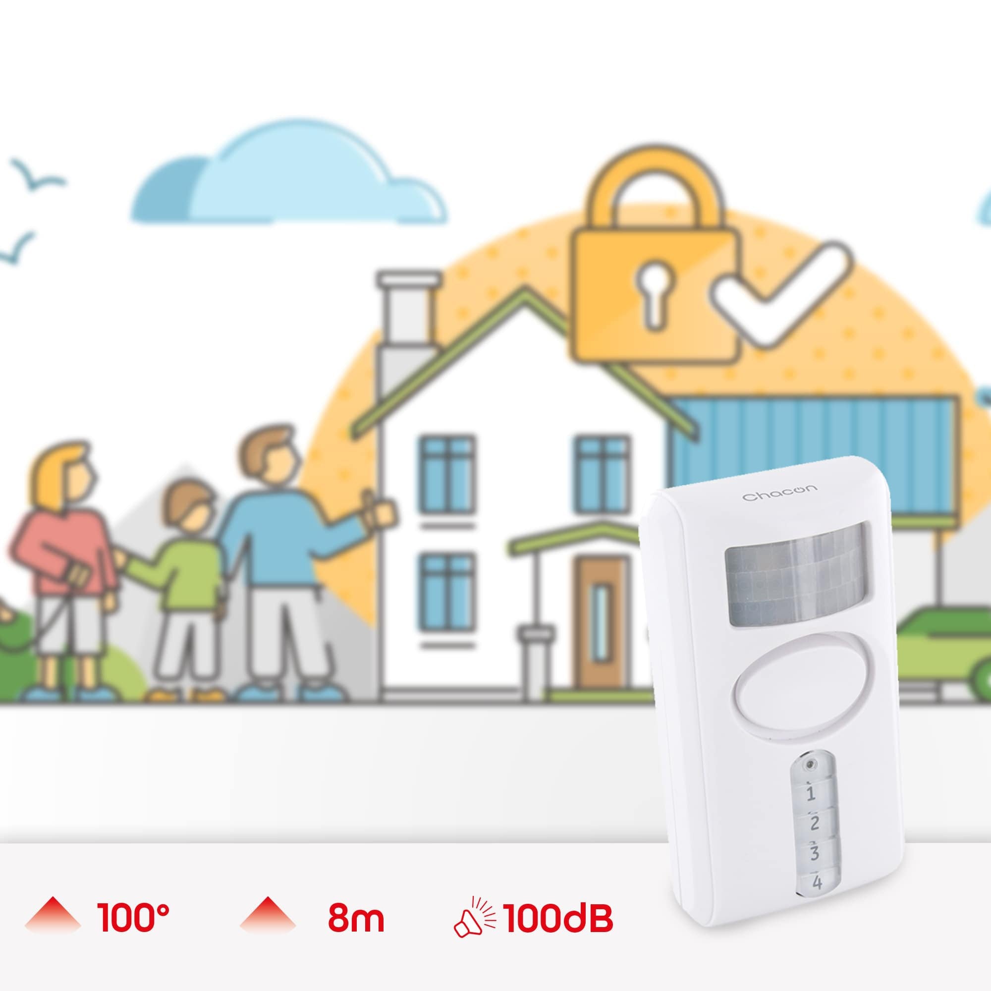 Bewegingsmelder met alarm en toetsenbord