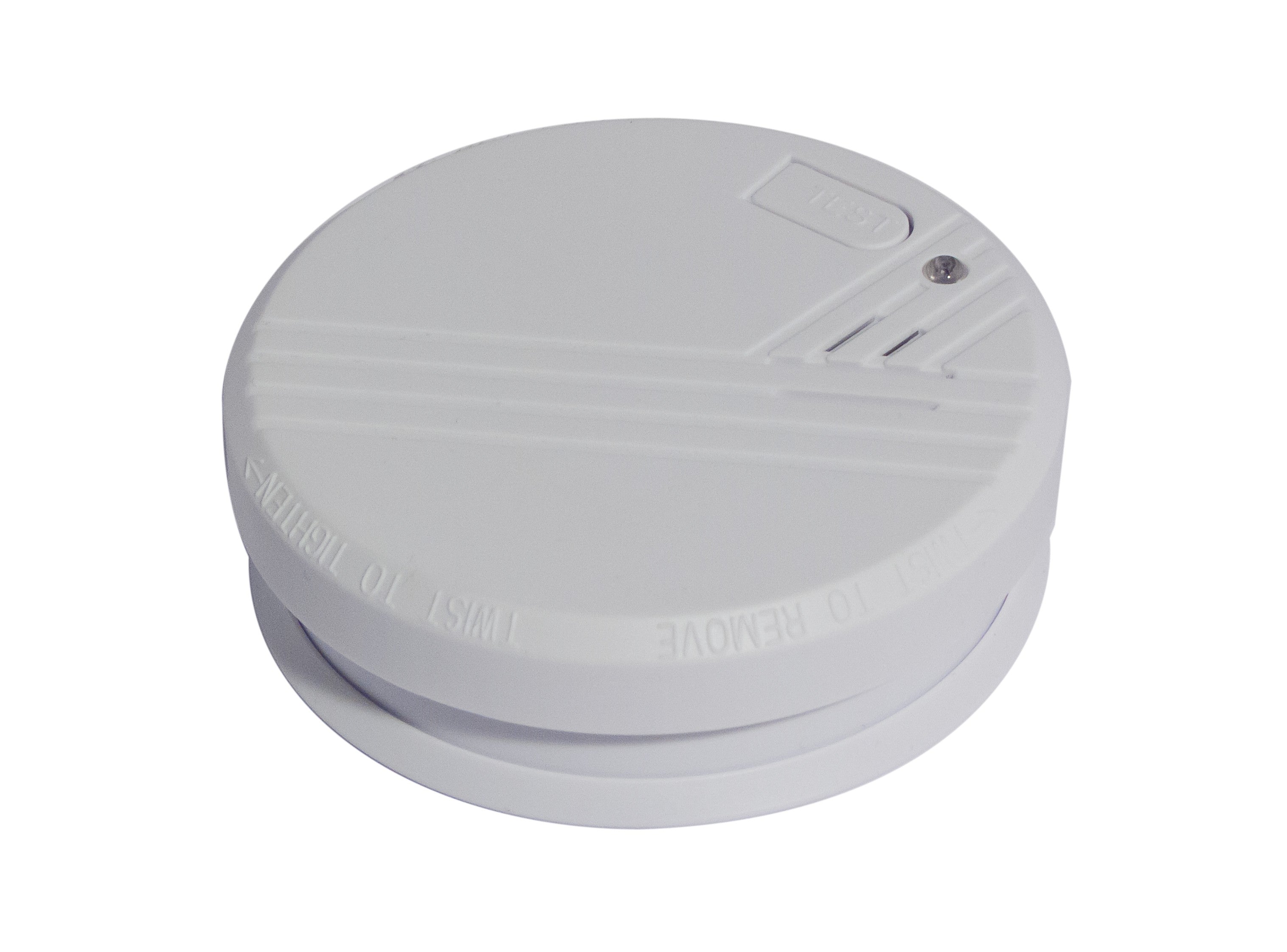 Optical smoke detector with 9-V lithium battery
