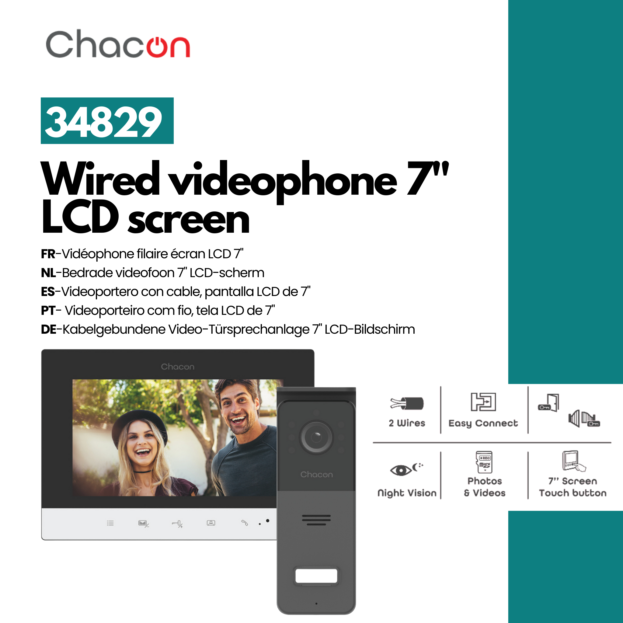Wired videophone with 7" LCD screen