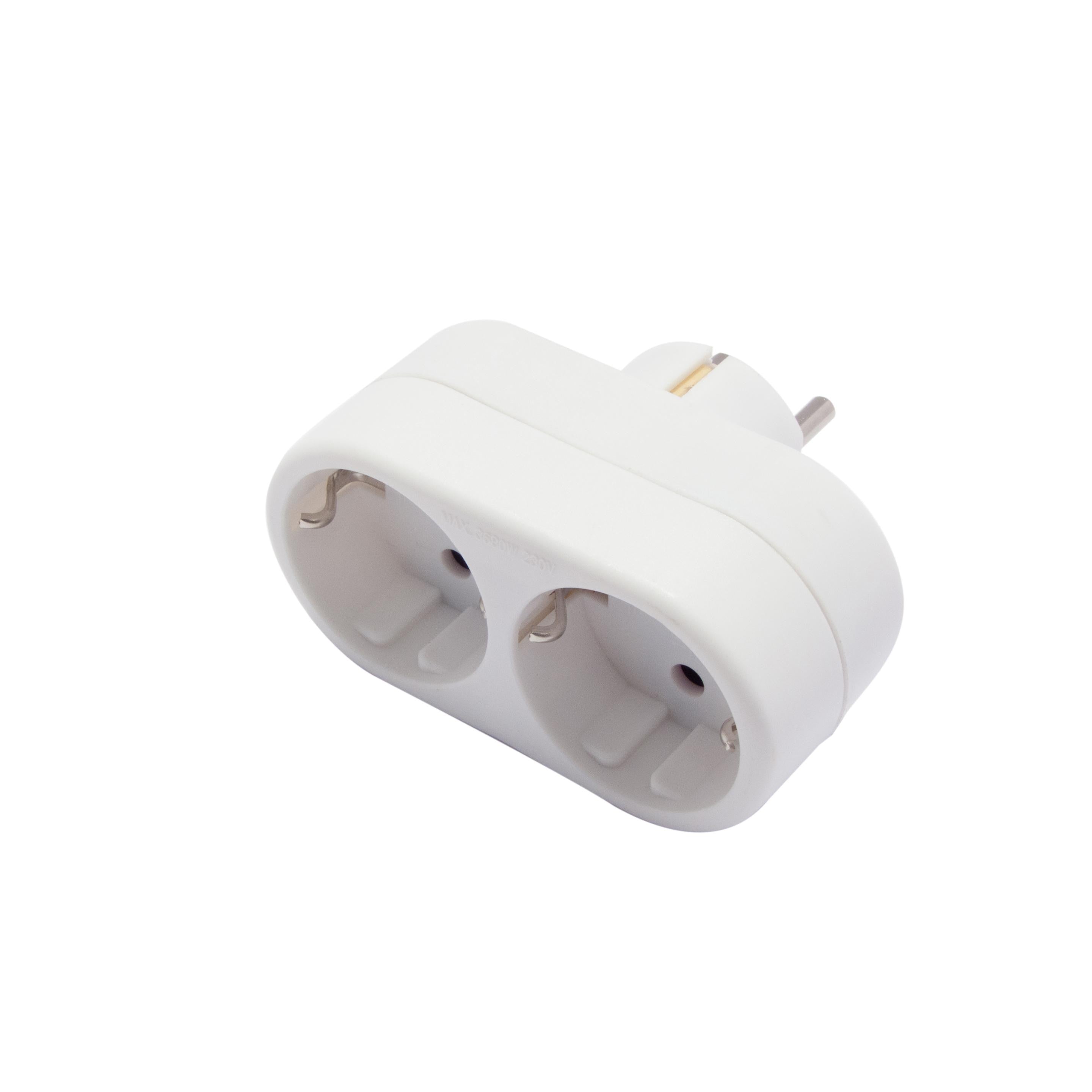Witte dominostekker, 2 x 16 A (SCH)