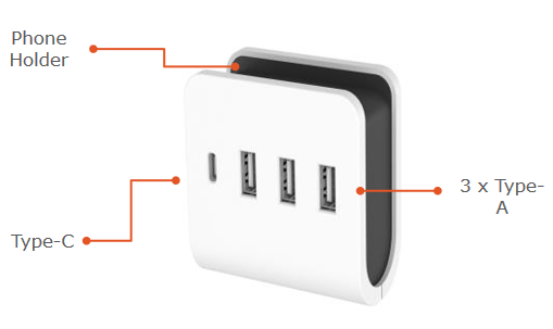 USB-lader met stekker 3 x USB A - 1x USB C
