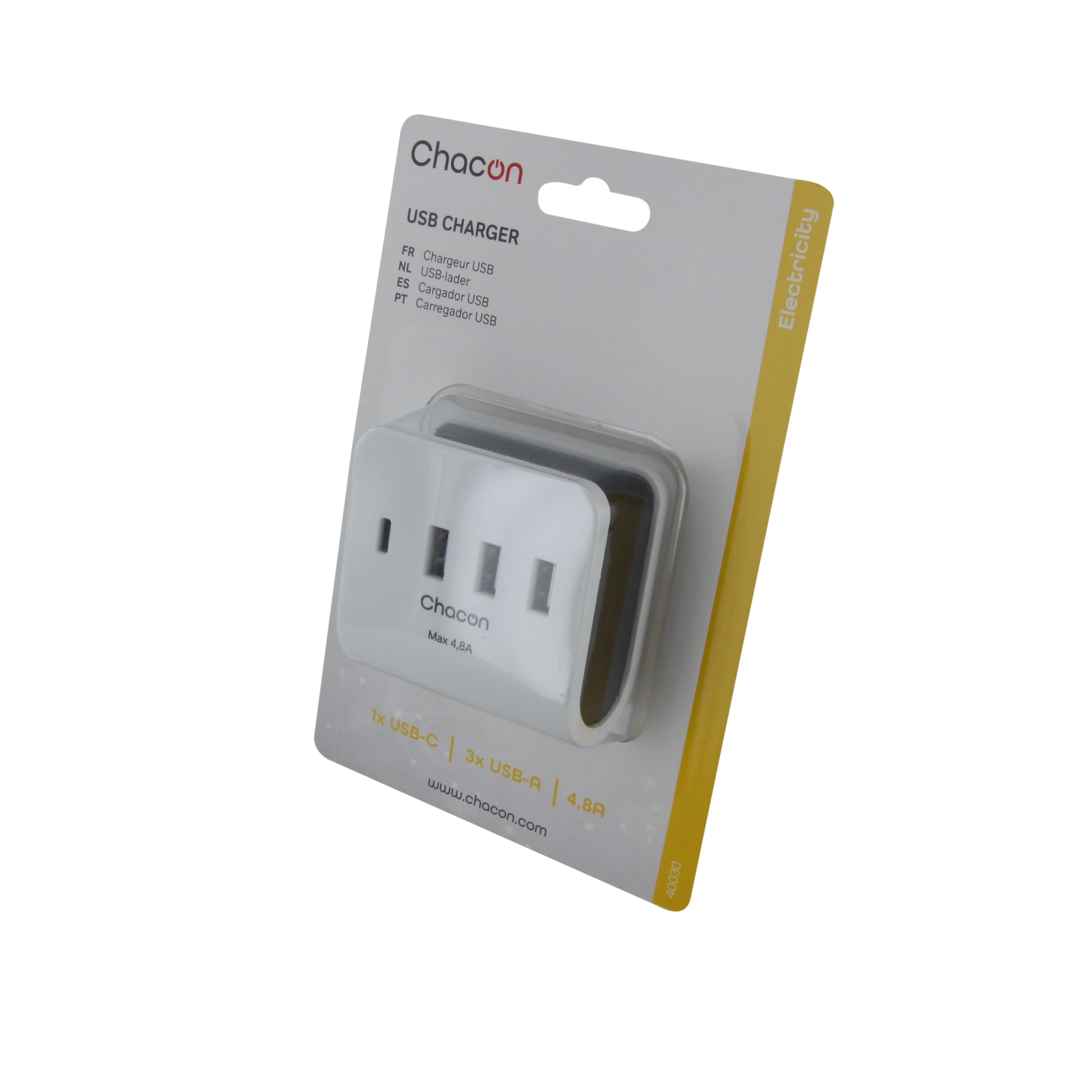 USB-lader met stekker 3 x USB A - 1x USB C