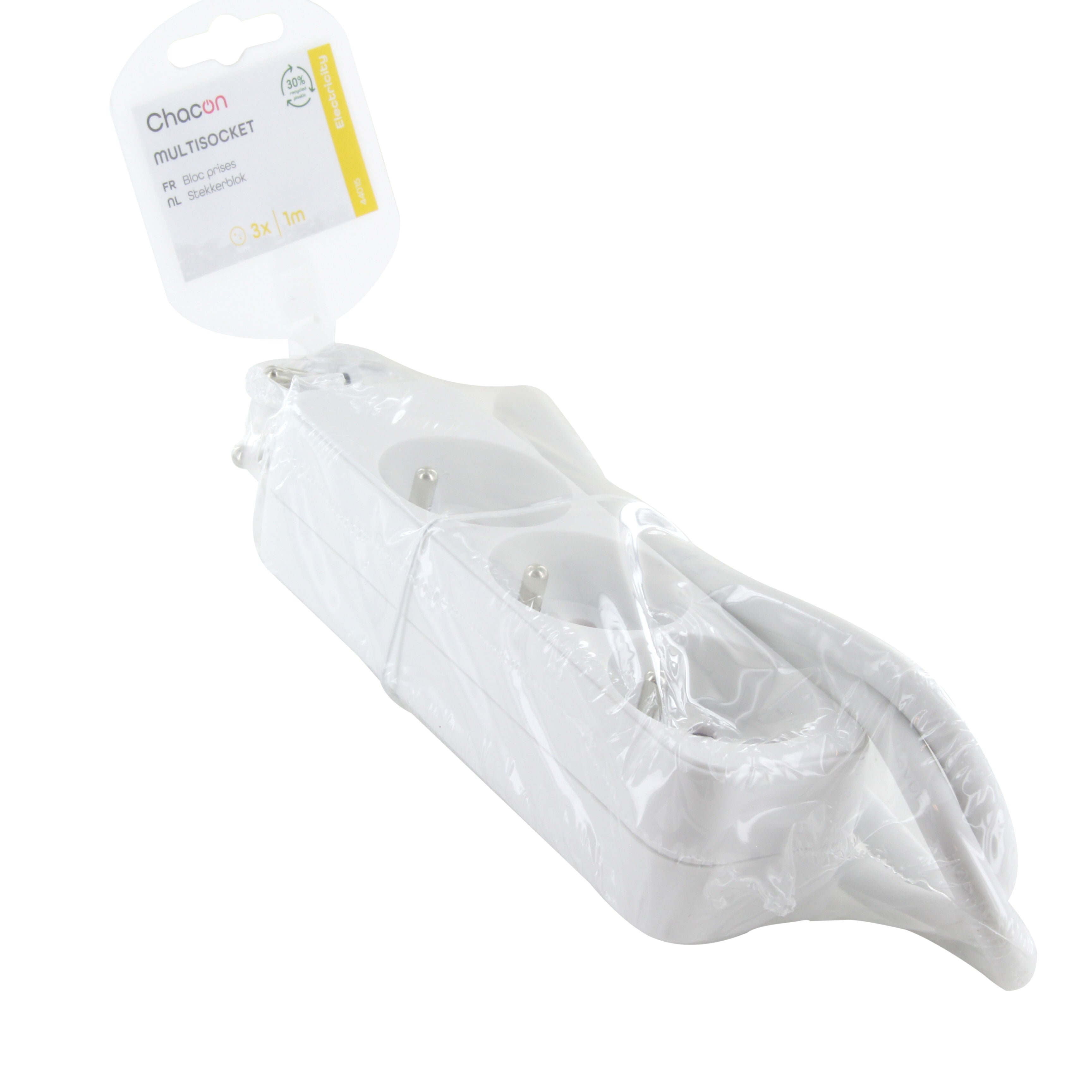 Weiße Steckdosenleiste 3 x 16 A - 1 m