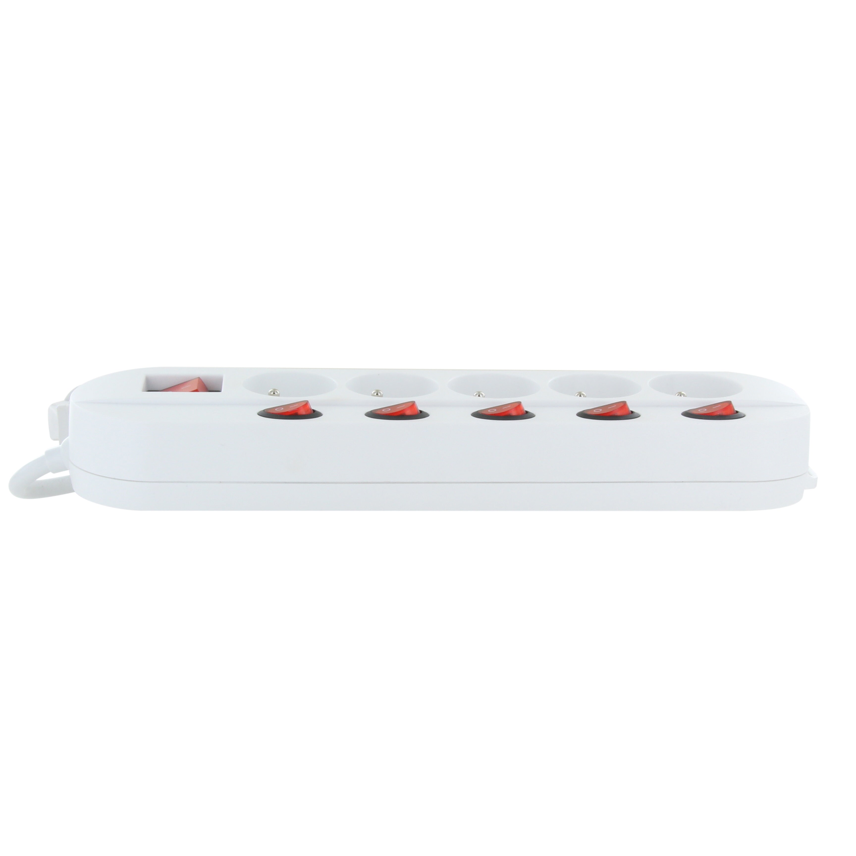 Bloco multi tomadas 5 x 16 A com multi-switch - 1,5 m - Branco (FR)