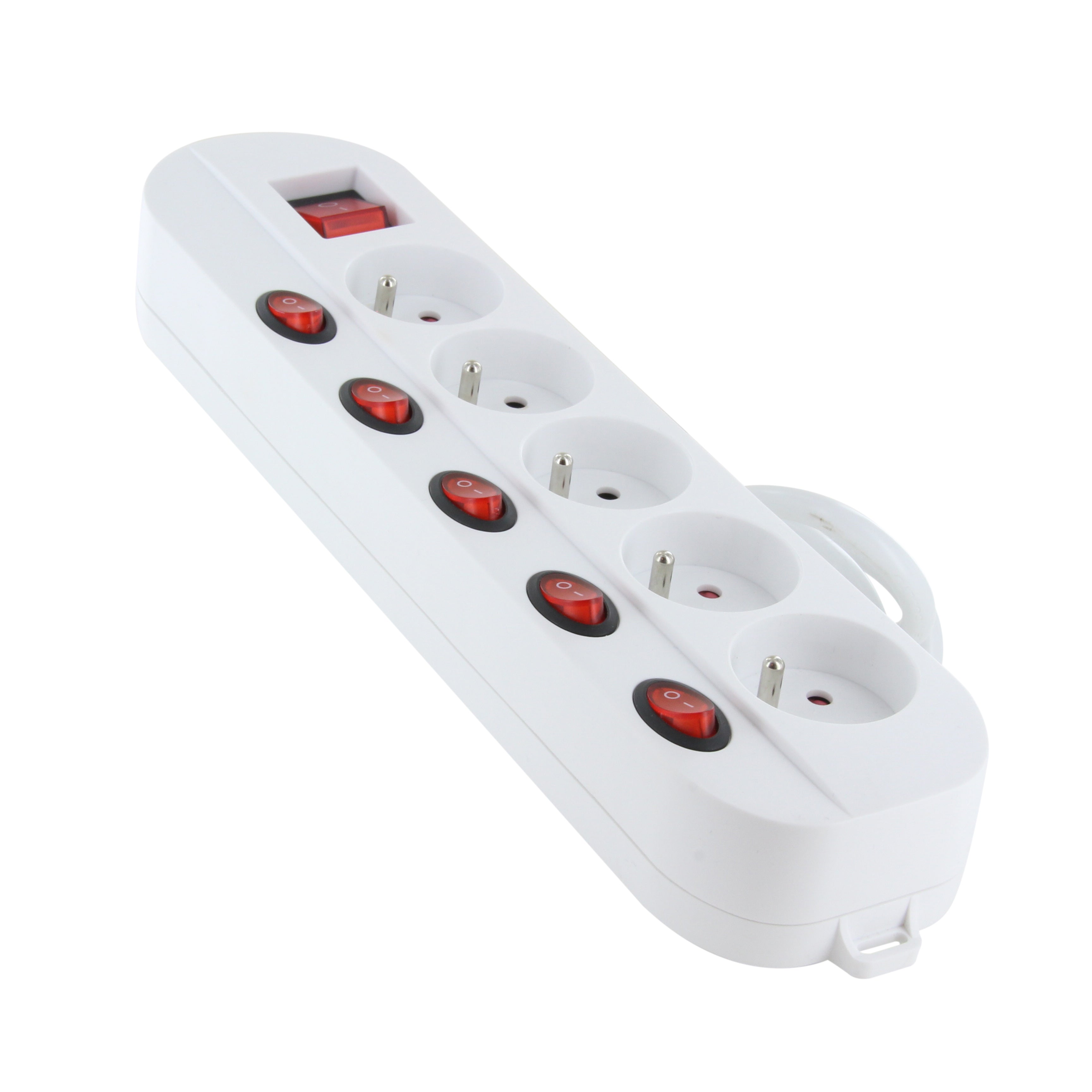 Bloco multi tomadas 5 x 16 A com multi-switch - 1,5 m - Branco (FR)