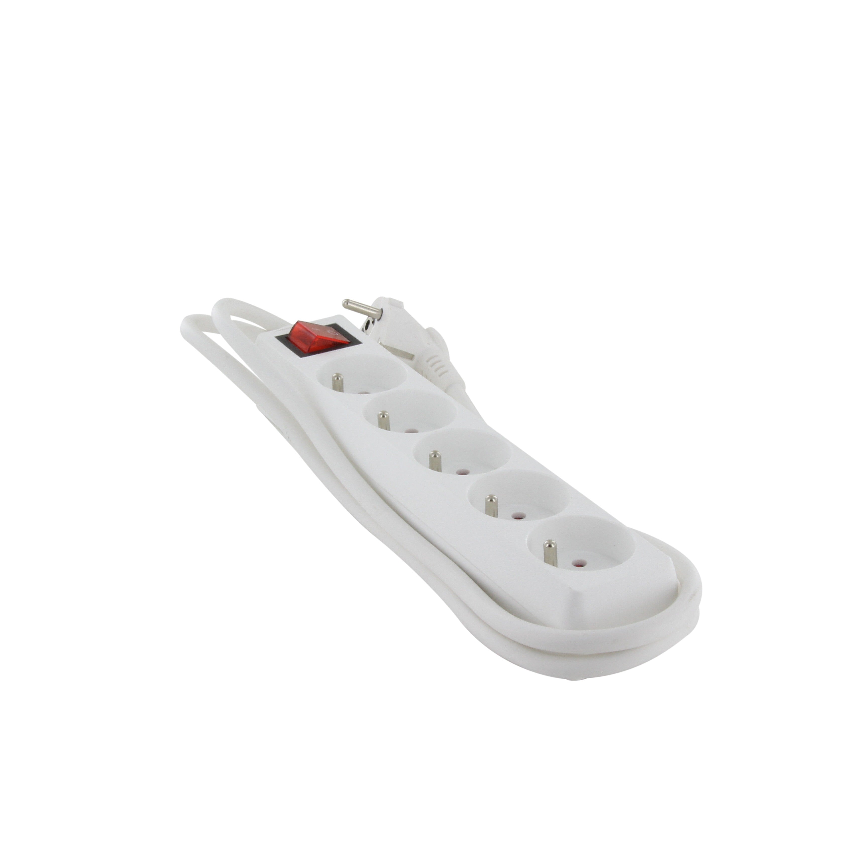 Base múltiple 5 x 16 A con interruptor - 1,5 m - Blanco (FR)