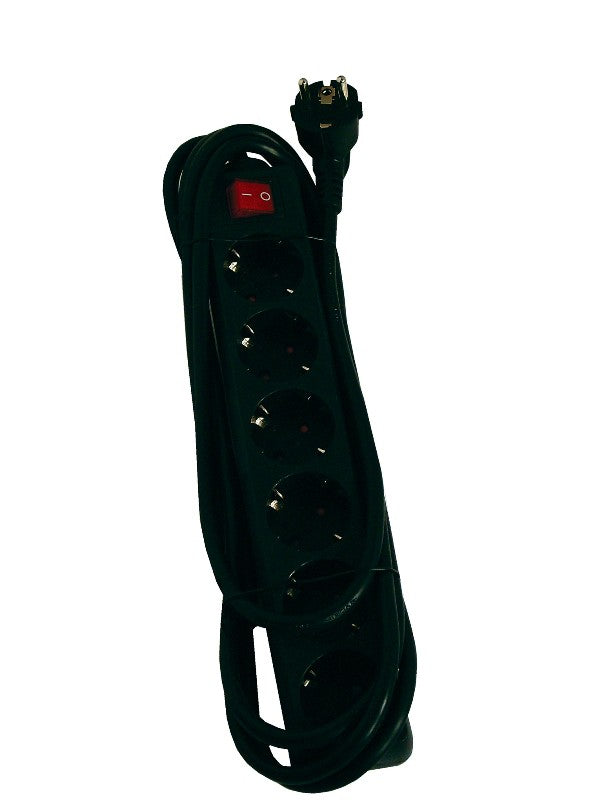 Bloc multiprise avec interrupteur 6 x 16A - 3 m - Noir (SCH)