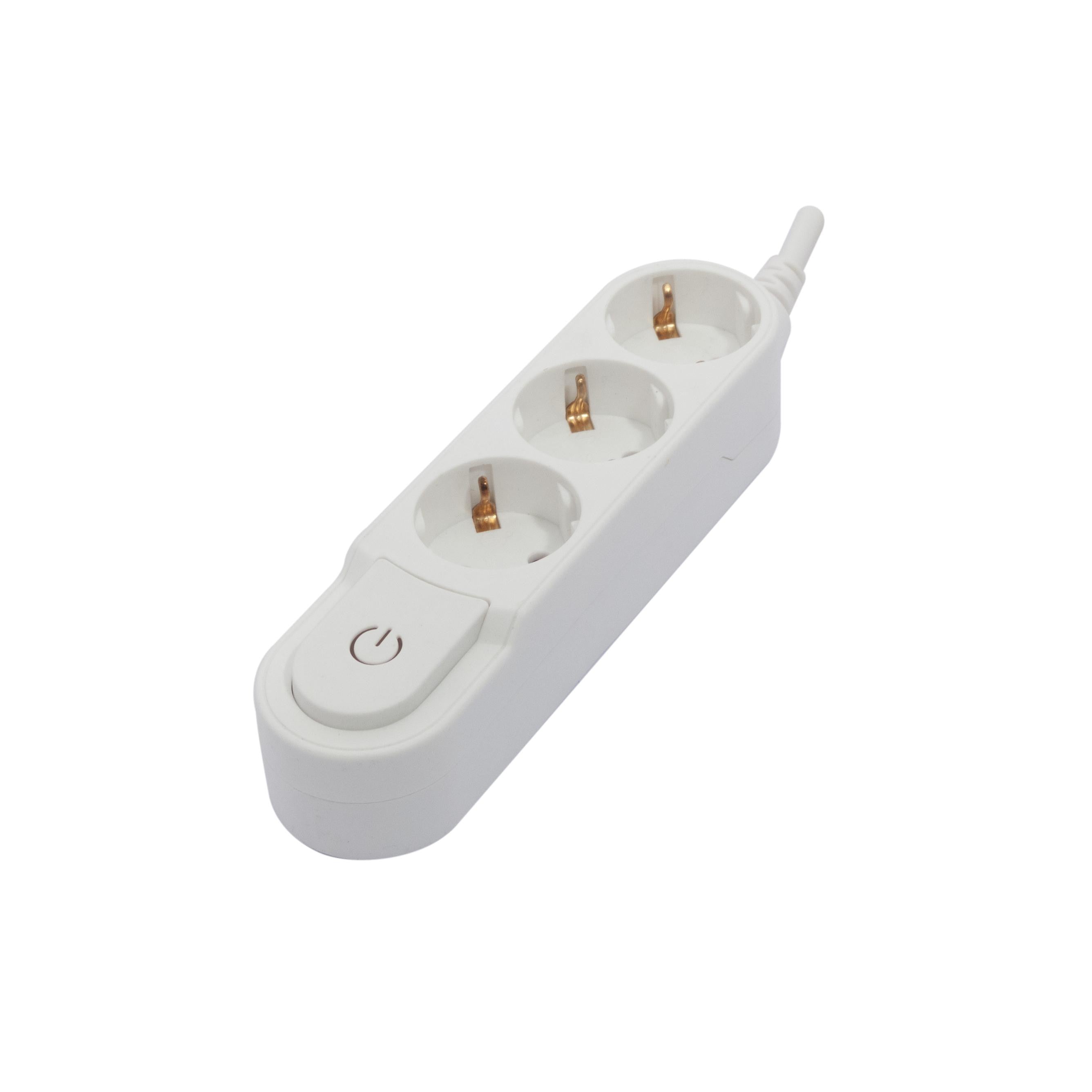Stylish power strip, 3 x 16 A with switch - 0.5 m - White (SCH)