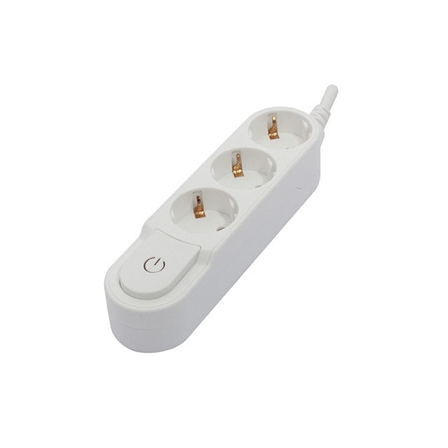 Stylish power strip, 3 x 16 A with switch - 1.5 m - White (SCH)