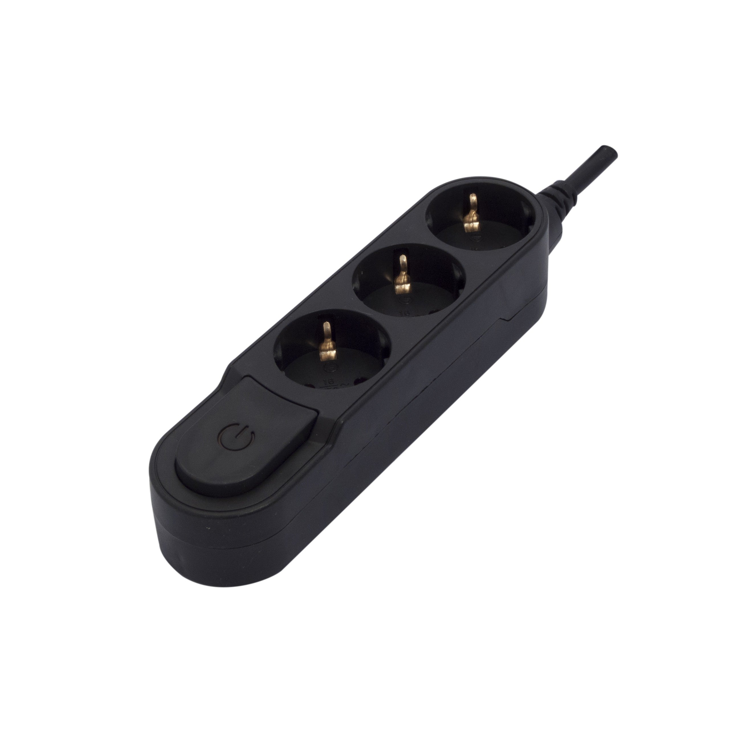 Base de diseño 3 x 16 A con interruptor - 1,5 m - Negro (SCH)