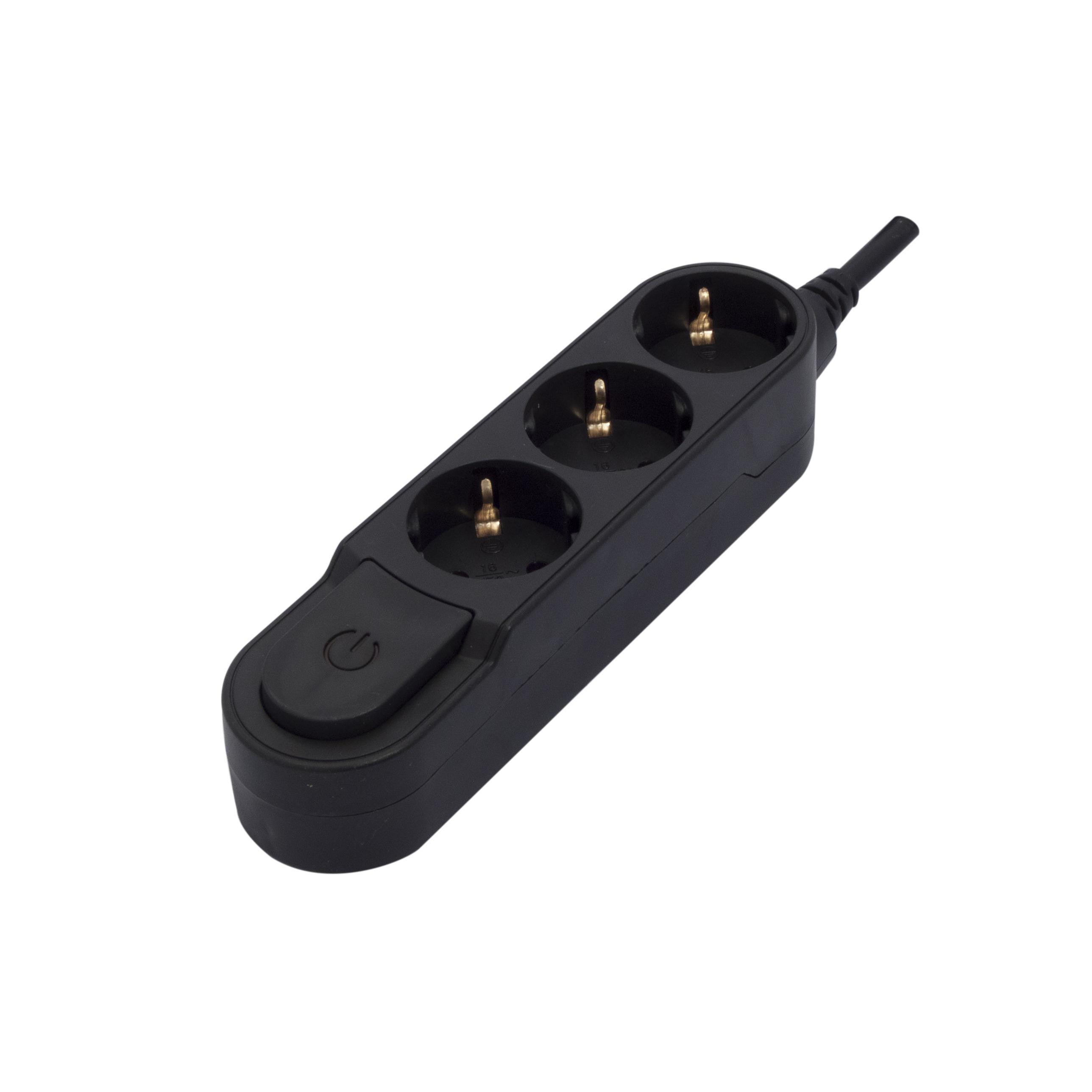 Base de diseño 3 x 16 A con interruptor - 3 m - Negro (SCH)