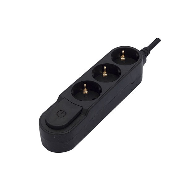 Bloc Design 3x16A avec interrupteur - 3m - Noir (SCH)