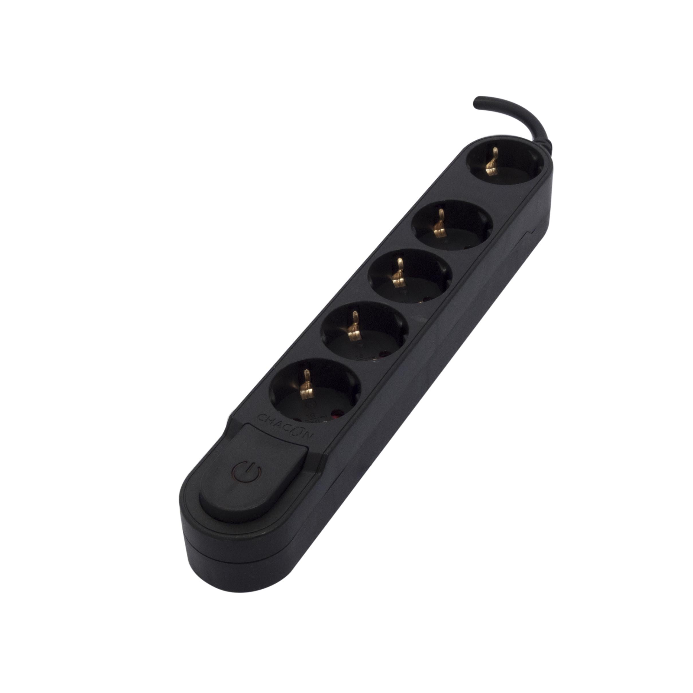 Stylish power strip 5 x 16 A with switch - 1,5 m - Black (SCH)
