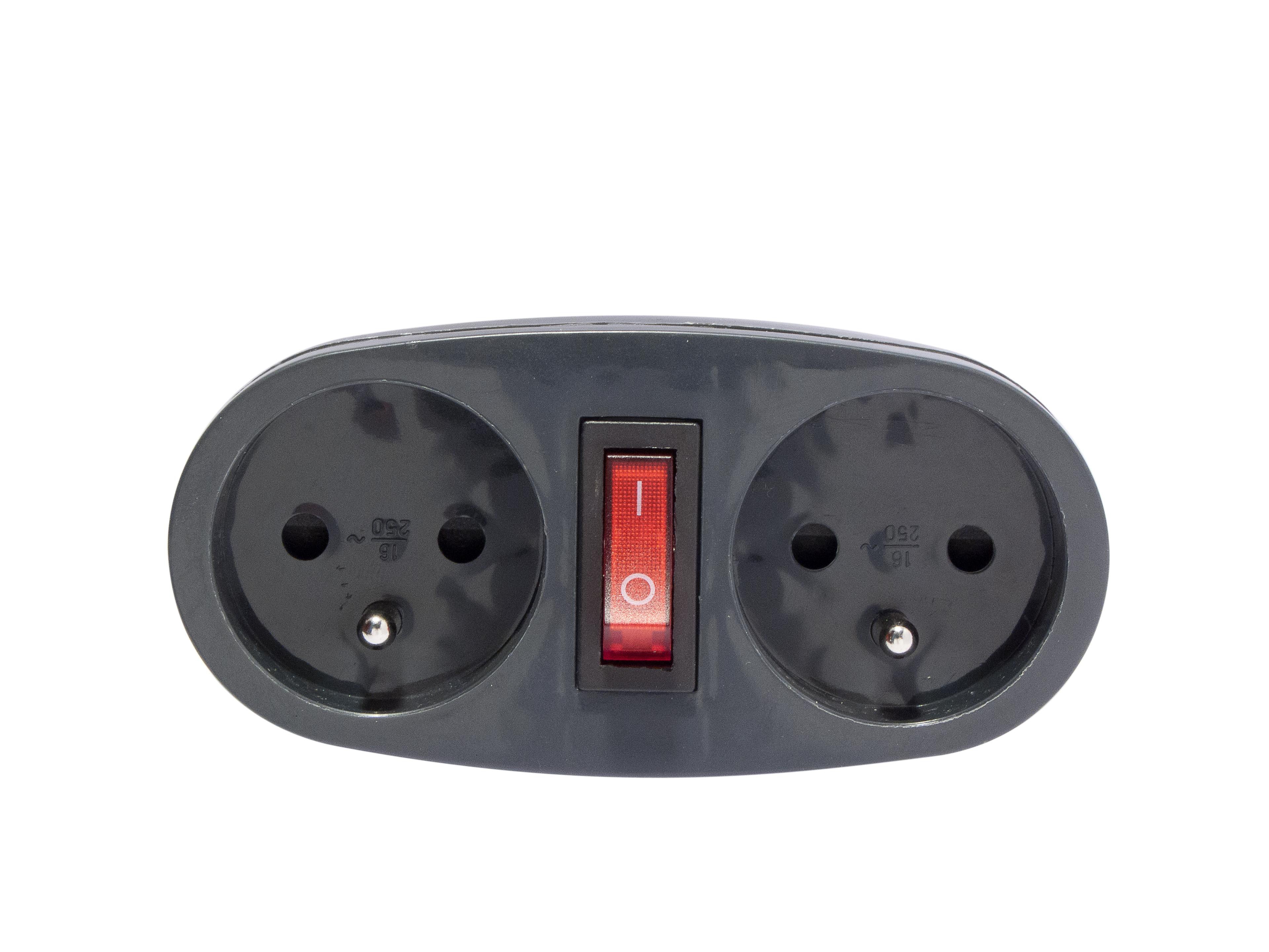 Set met 3 dominostekker met schakelaar, 2 x 16 A – antracietgrijs