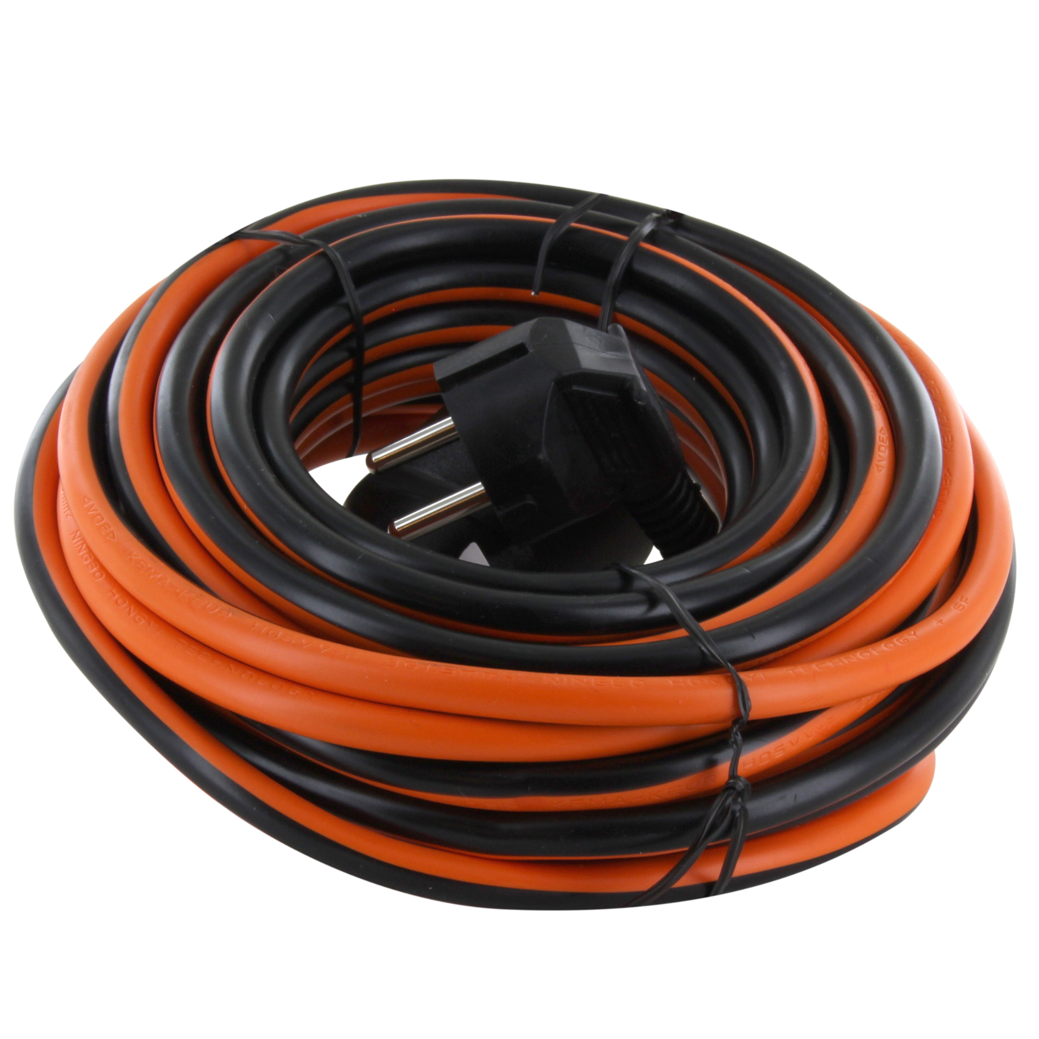 Chacon 20m Extension Cable - Orange/Black - Schuko Plug