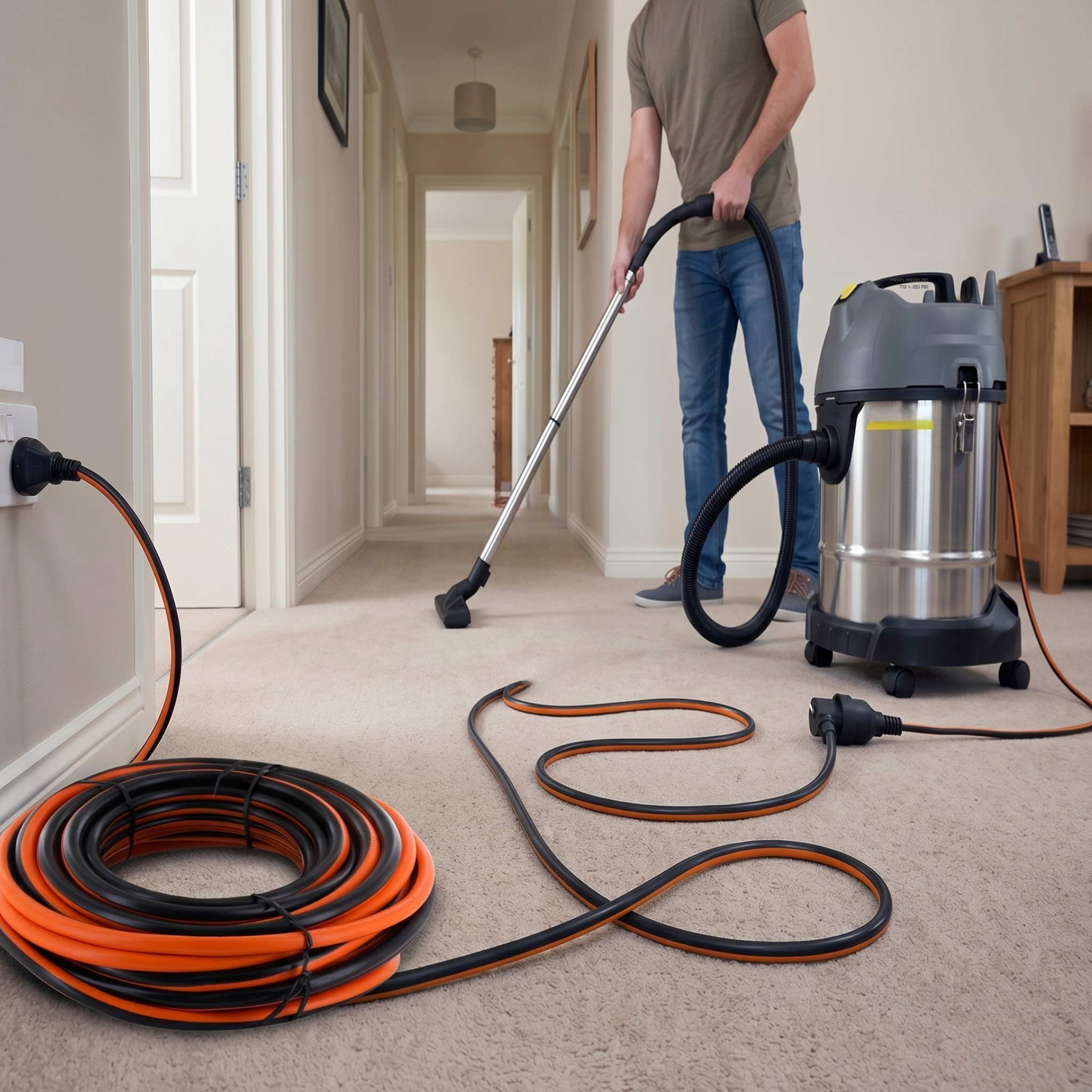 Verlengsnoer Zwart / Oranje van 20 m schuko