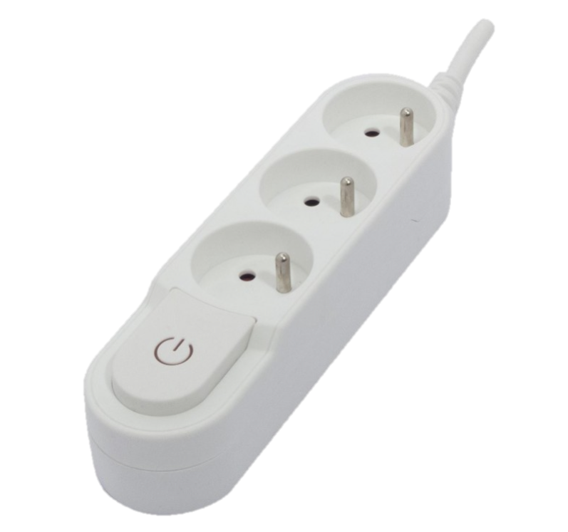 Stylish power strip 3 x 16 A with switch and flat plug - 1.5 m - White