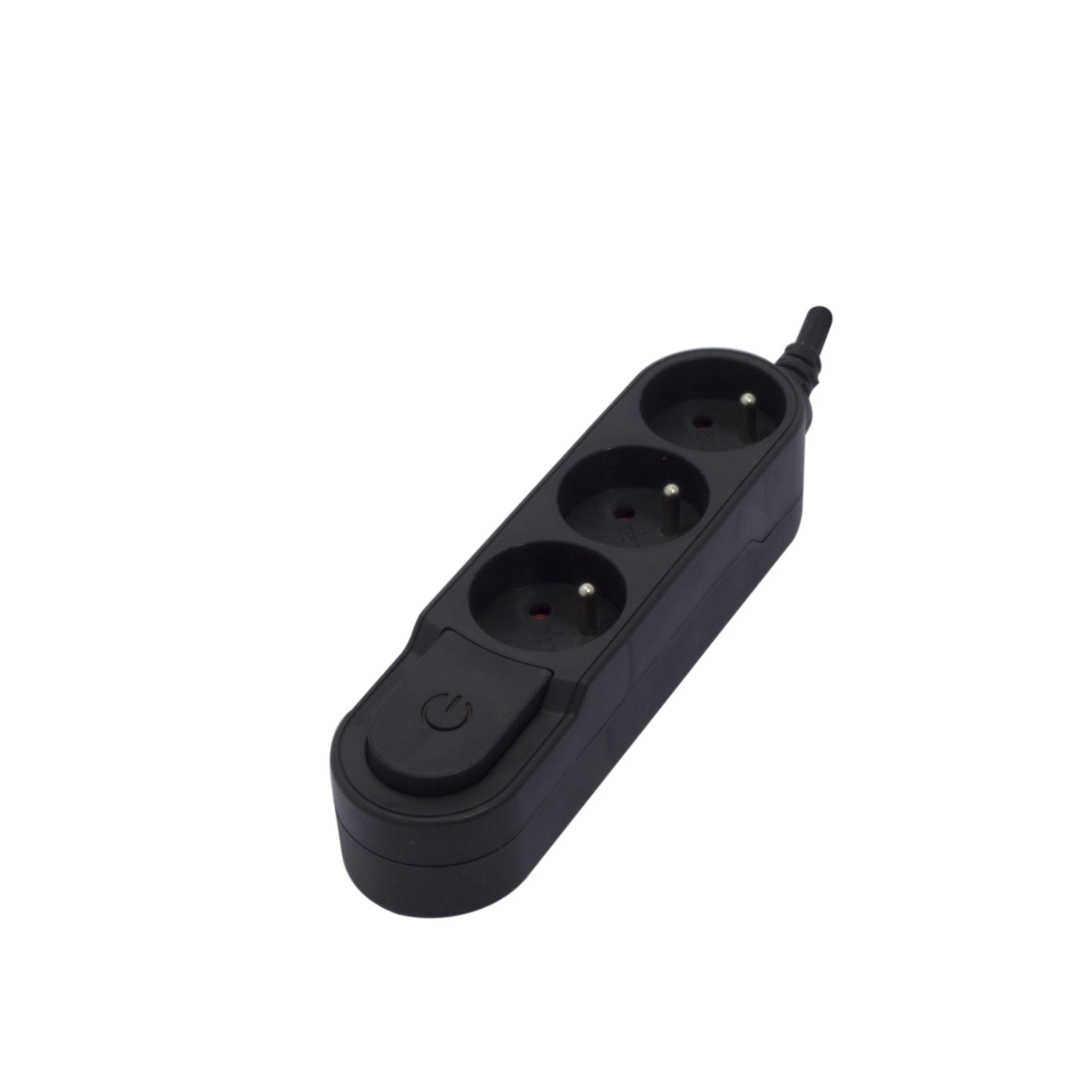 Multipresa design 3 X 16 A con interruttore - 1,5 m - Nera