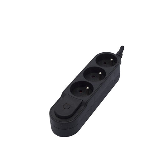Multipresa design 3 X 16 A con interruttore - 1,5 m - Nera