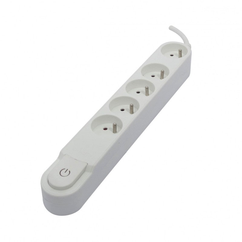Bloc Design 5x16A avec interrupteur et fiche plate - 1,5 m - Blanc