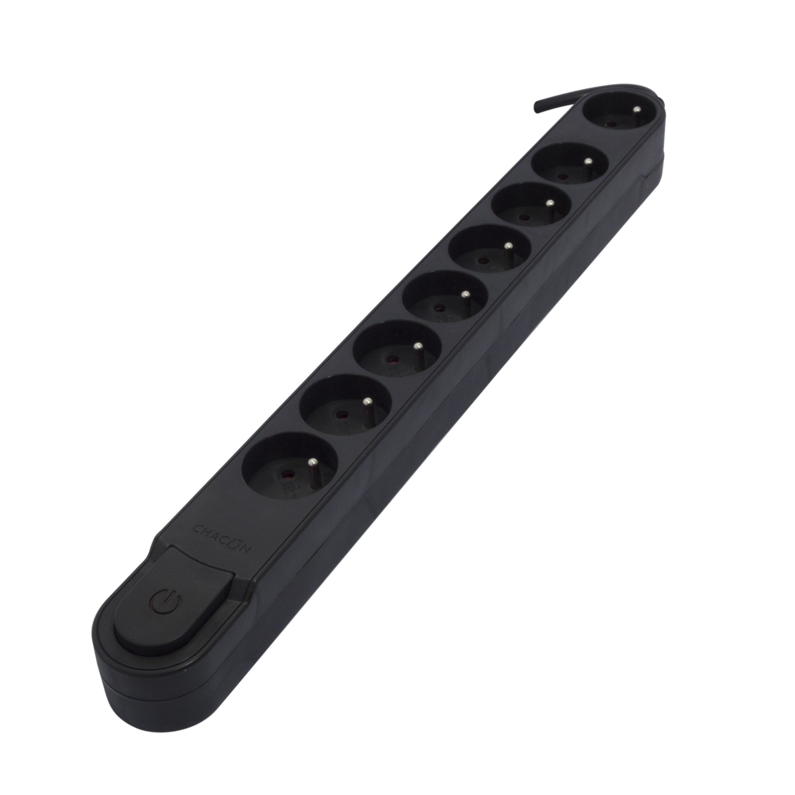 Stylish power strip 8 x 16 A with switch - 1.5 m - Black