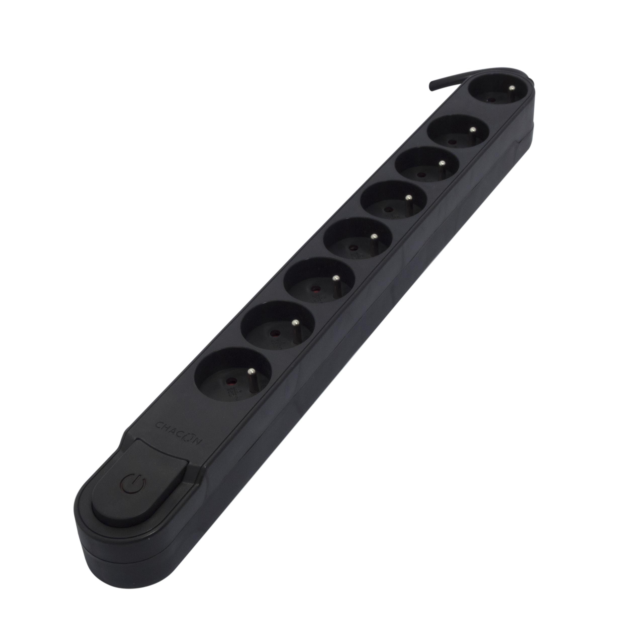 Stylish power strip 8 x 16 A with switch - 3 m - Black