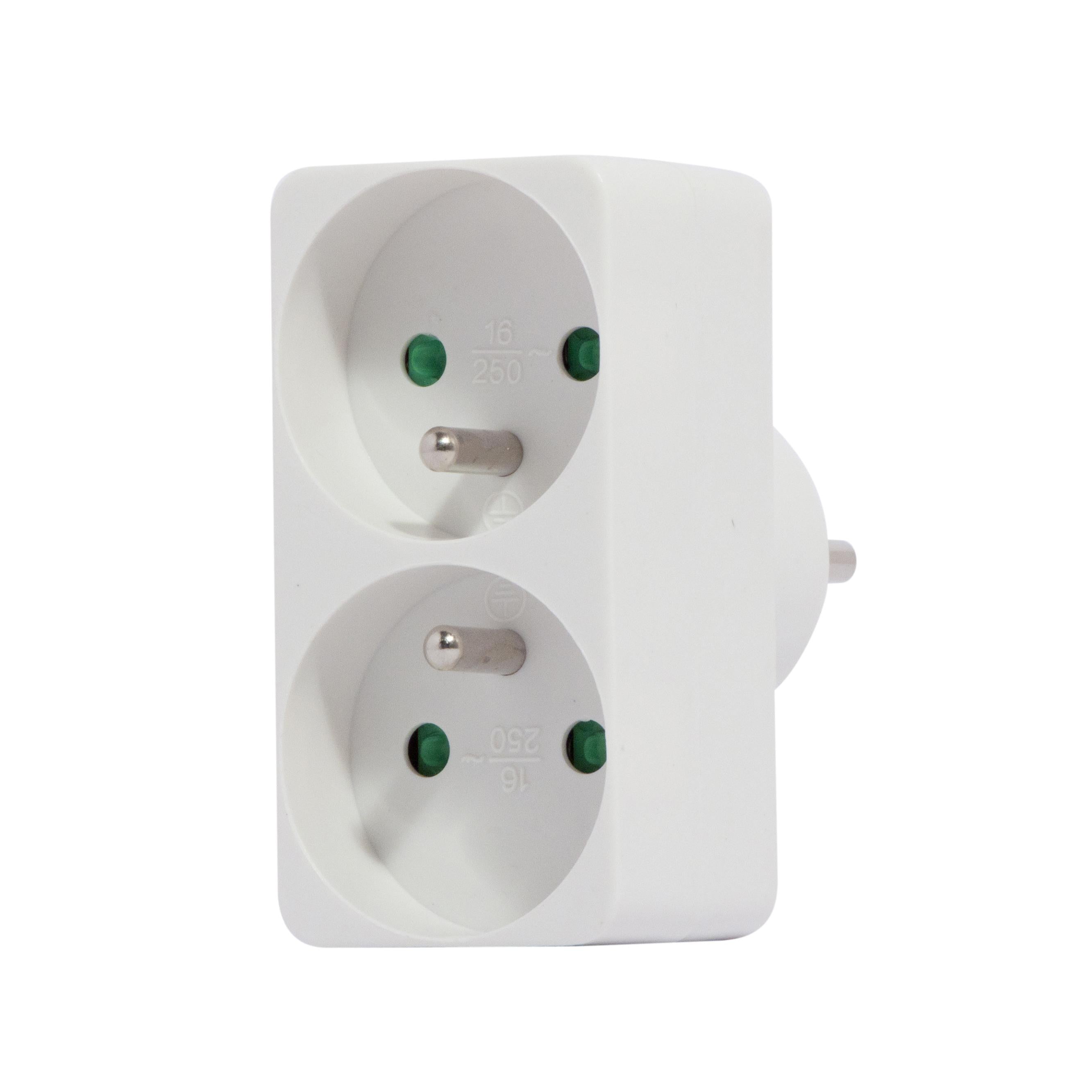 Witte dominostekker - 2 x 16 A