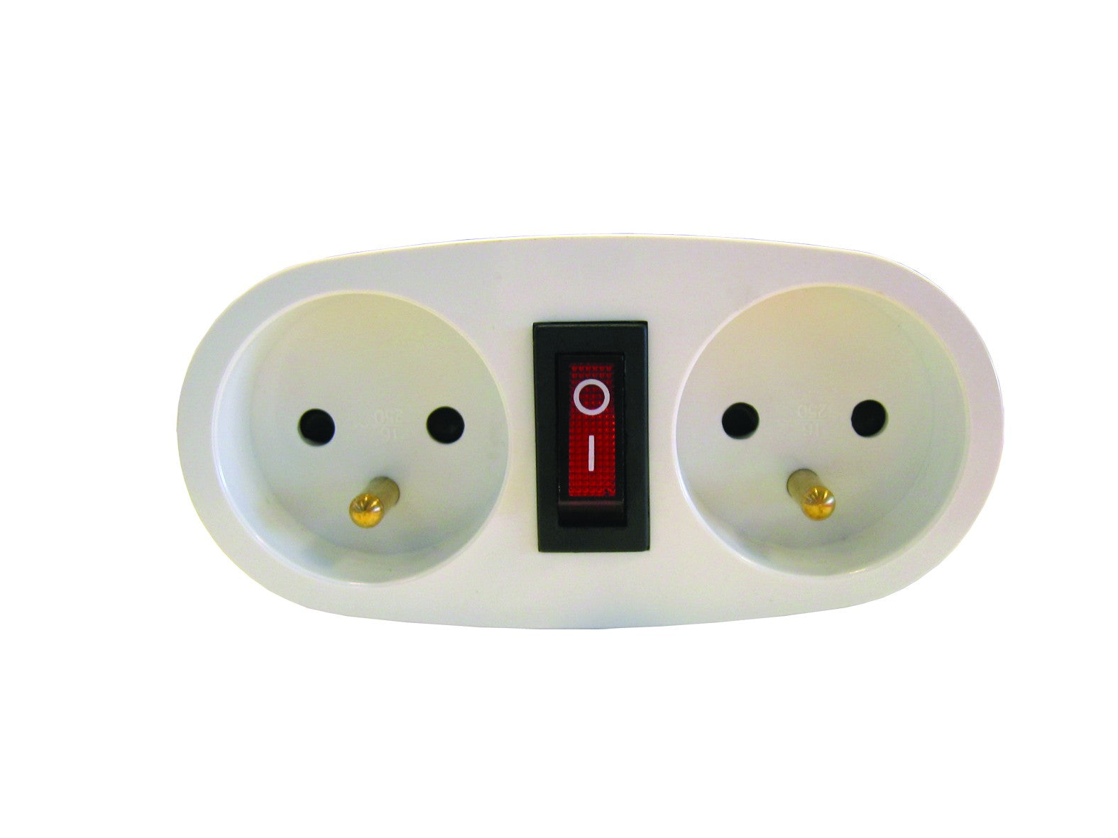 Adattatore “Domino” bianco con interruttore - 2 x 16 A