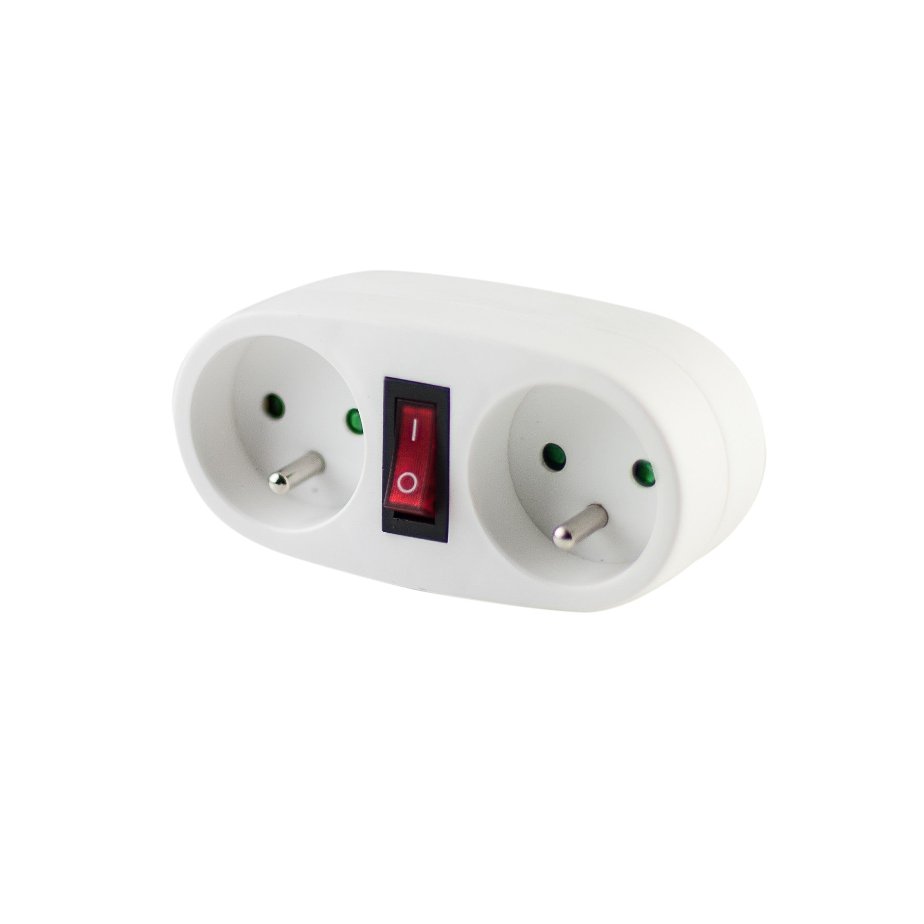 Adattatore “Domino” bianco con interruttore - 2 x 16 A