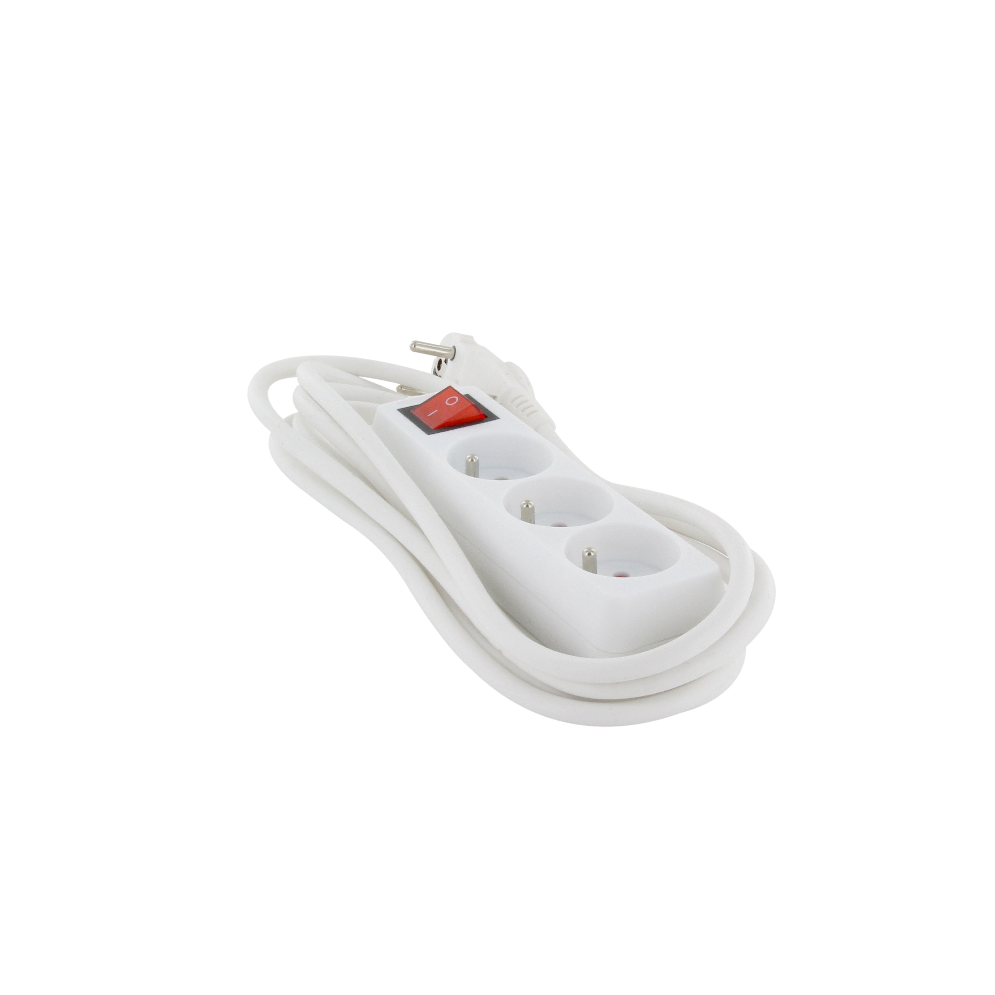 Multipresa 3 X 16 A con interruttore - 3 m - Bianca (FR)