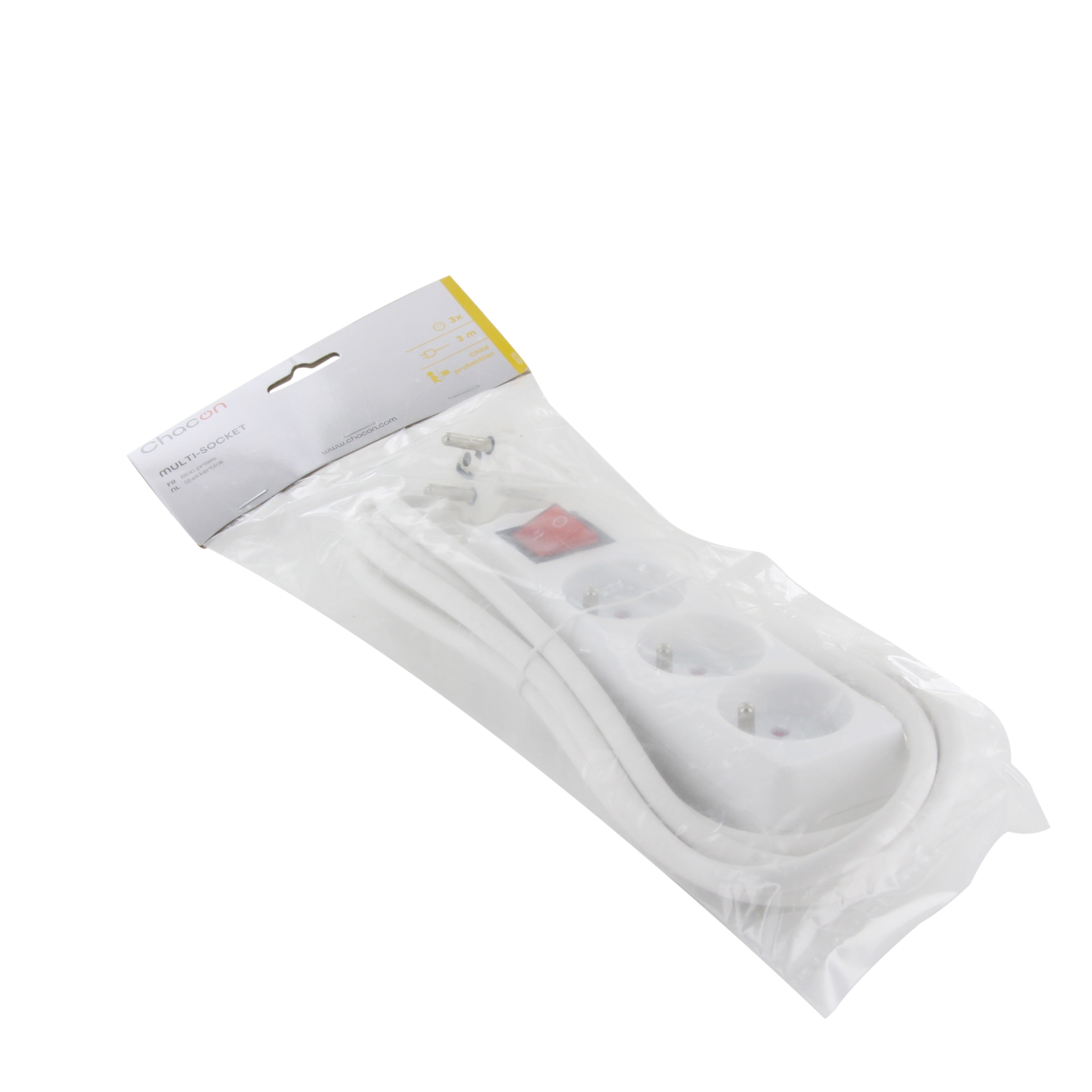 Multipresa 3 X 16 A con interruttore - 3 m - Bianca (FR)