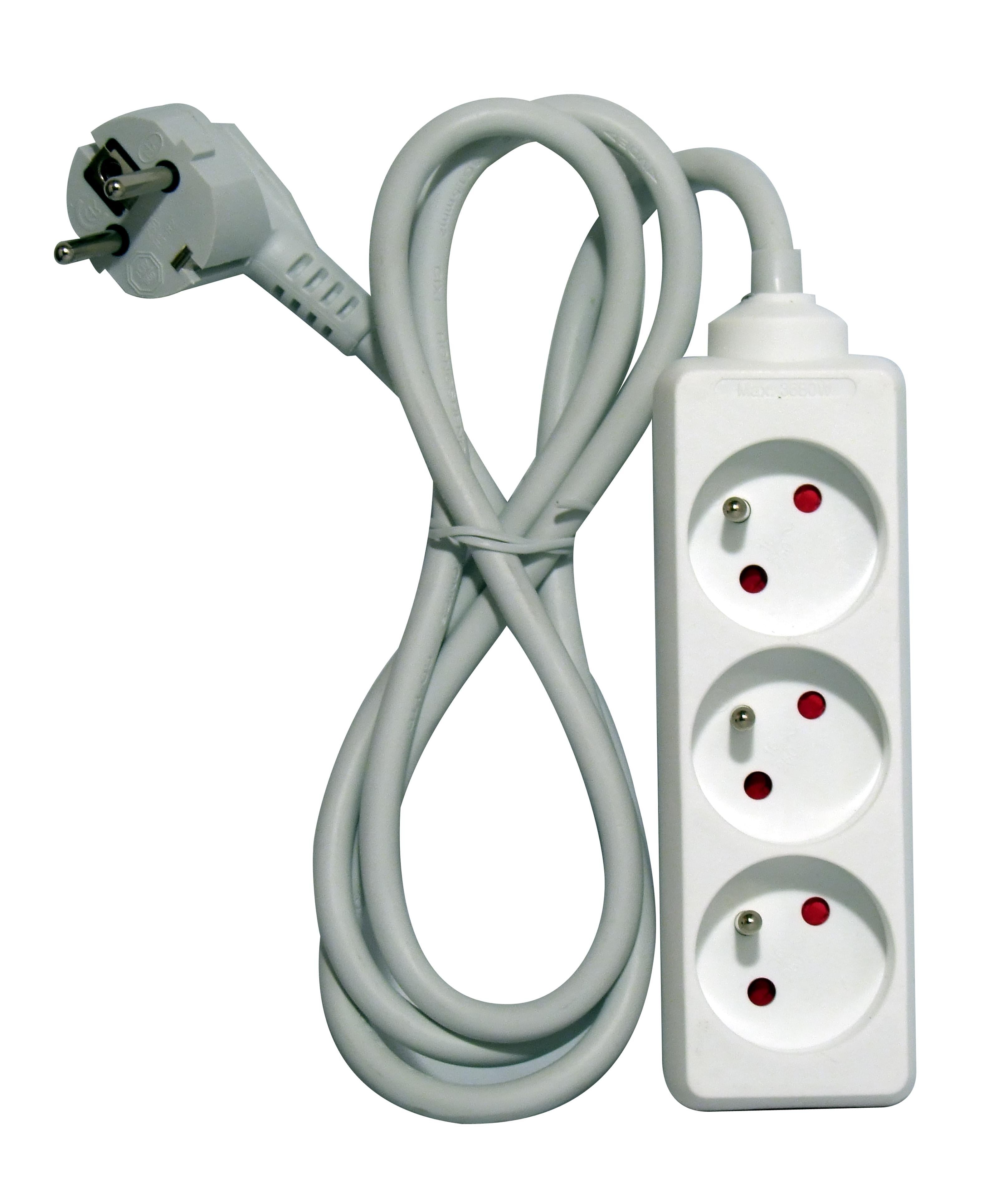 Multistekkerdoos, 3 x 16 A – 5 m – wit