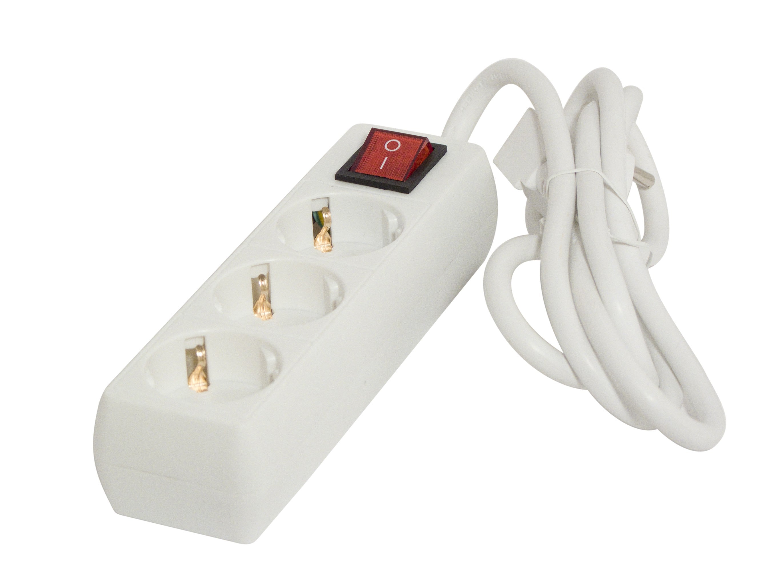 Bloco de Design 3x16A com interruptor - 1,5m - Branco (SCH)