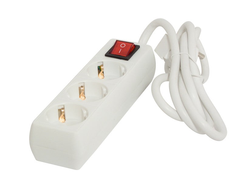 Bloco de Design 3x16A com interruptor - 1,5m - Branco (SCH)