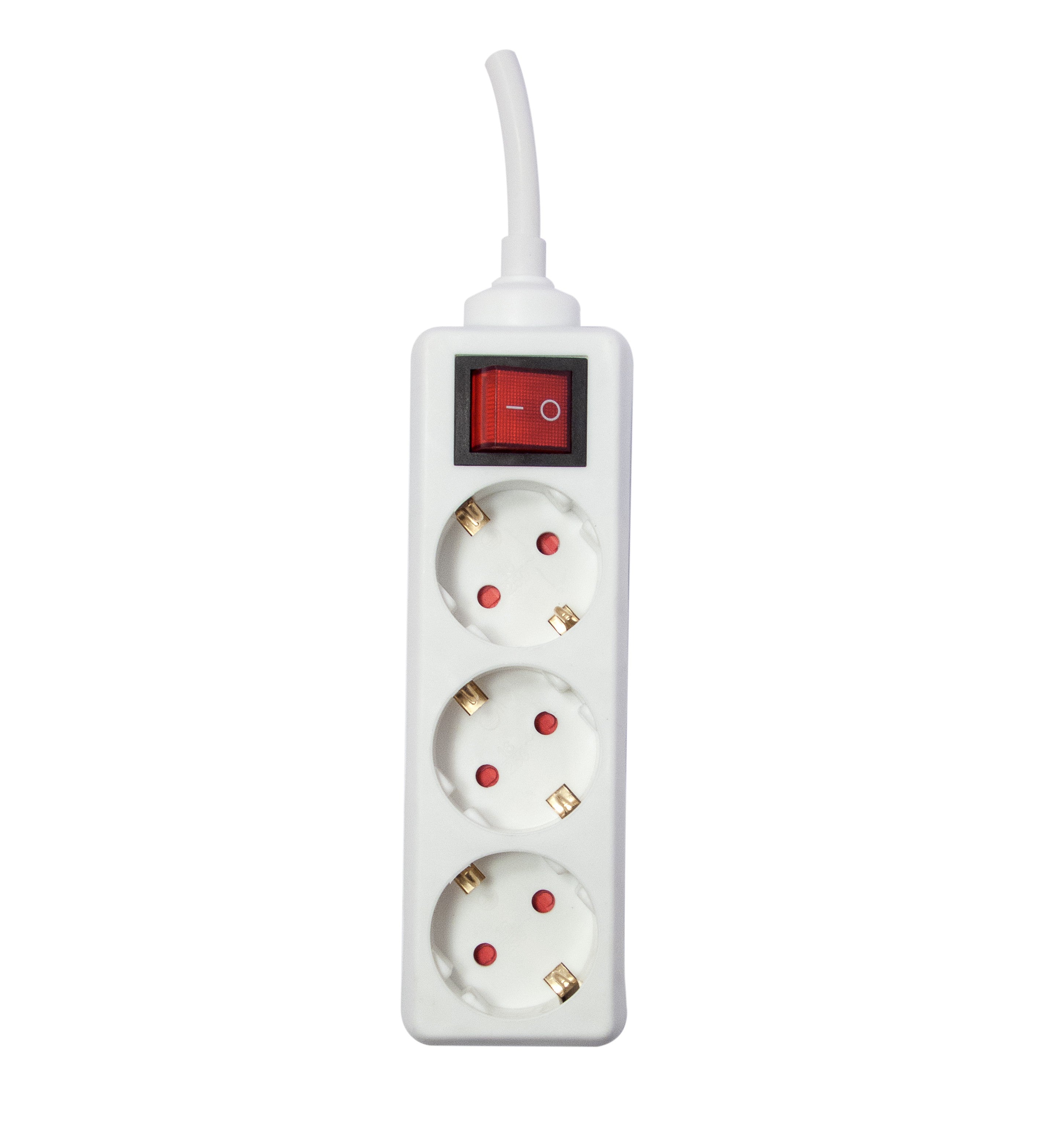 Bloco de Design 3x16A com interruptor - 1,5m - Branco (SCH)
