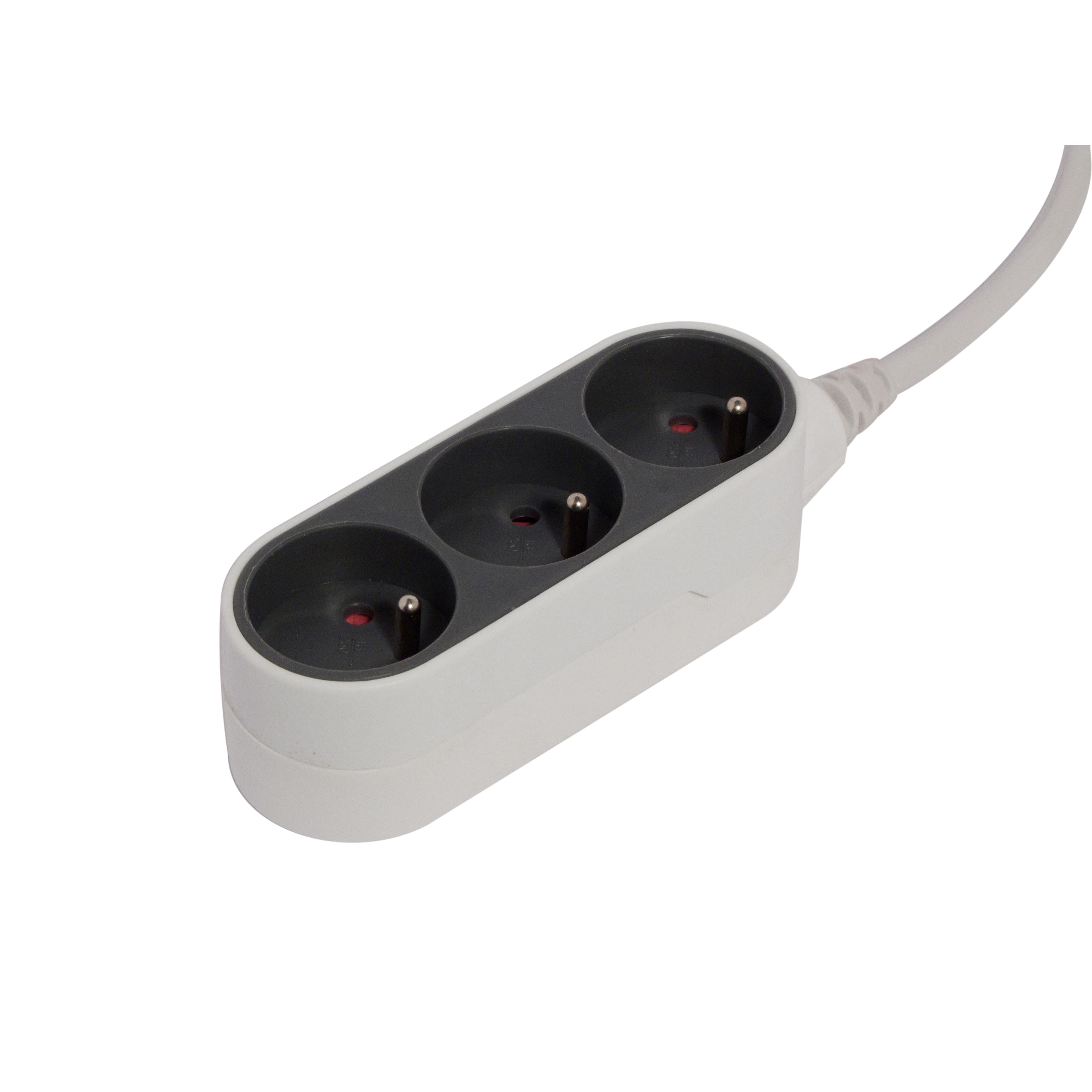 Stylish power strip Grey/White - 3 x 16 A - 1.5 m