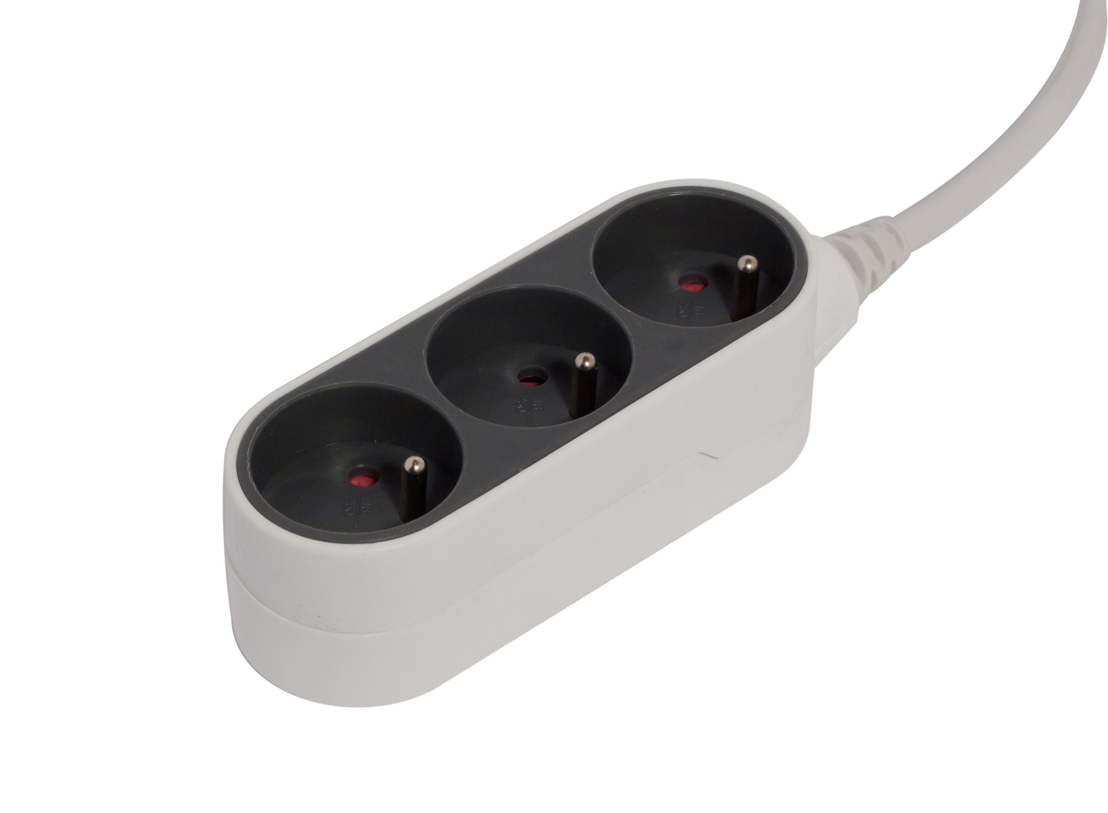 Stylish power strip Grey/White - 3 x 16 A - 1.5 m