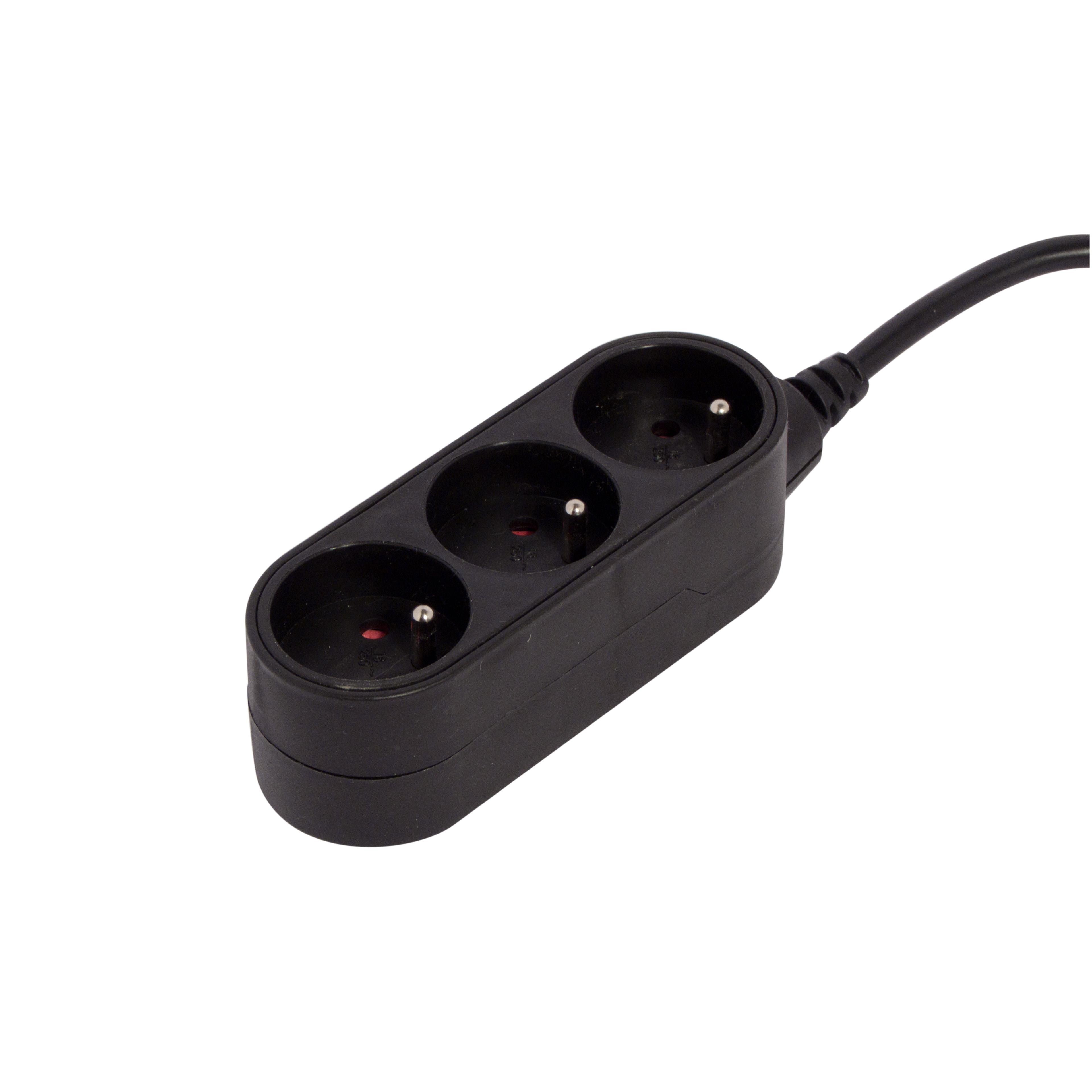 Stylish power strip Black - 3 x 16 A - 1.5 m