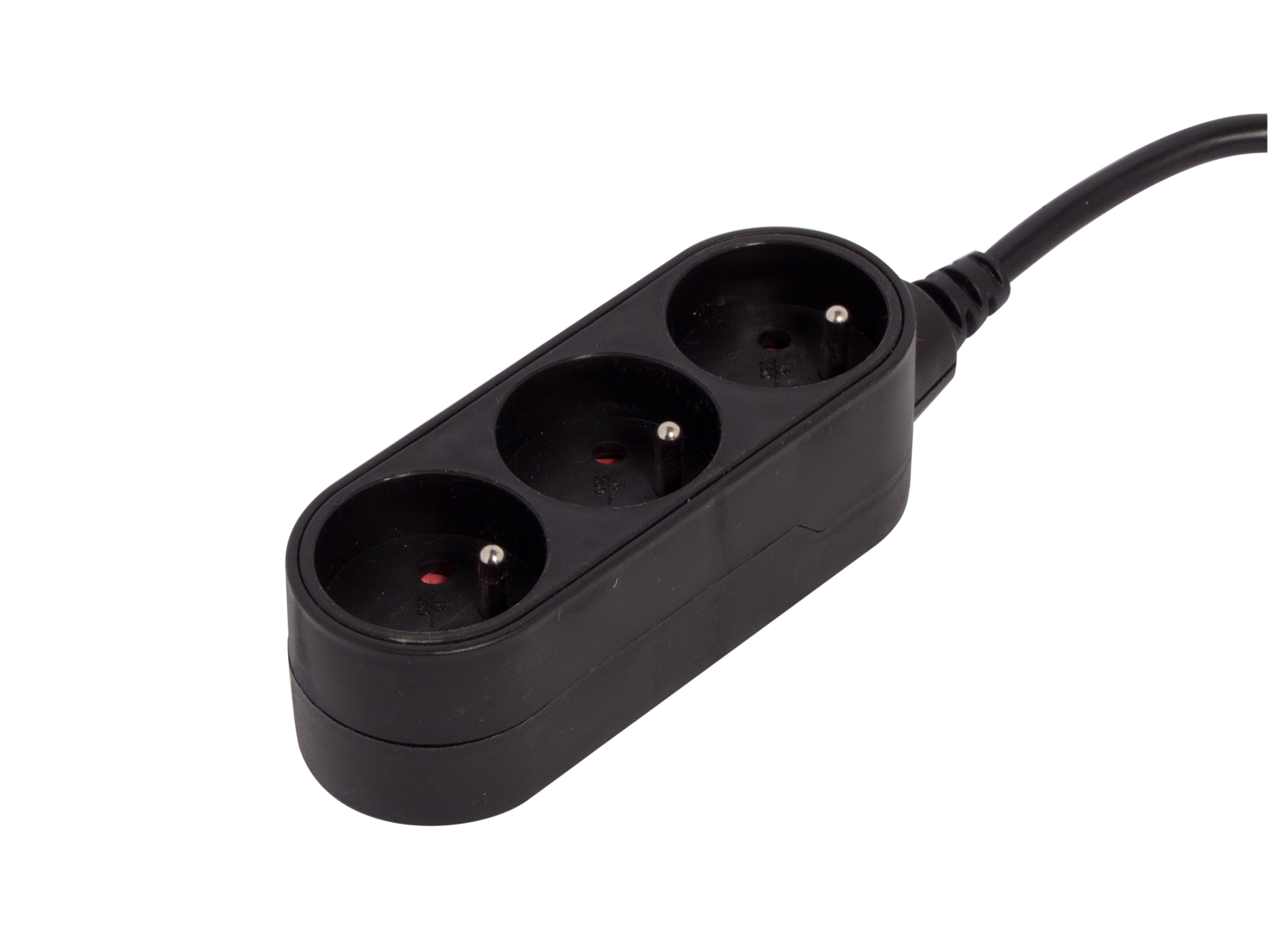 Stylish power strip Black - 3 x 16 A - 1.5 m