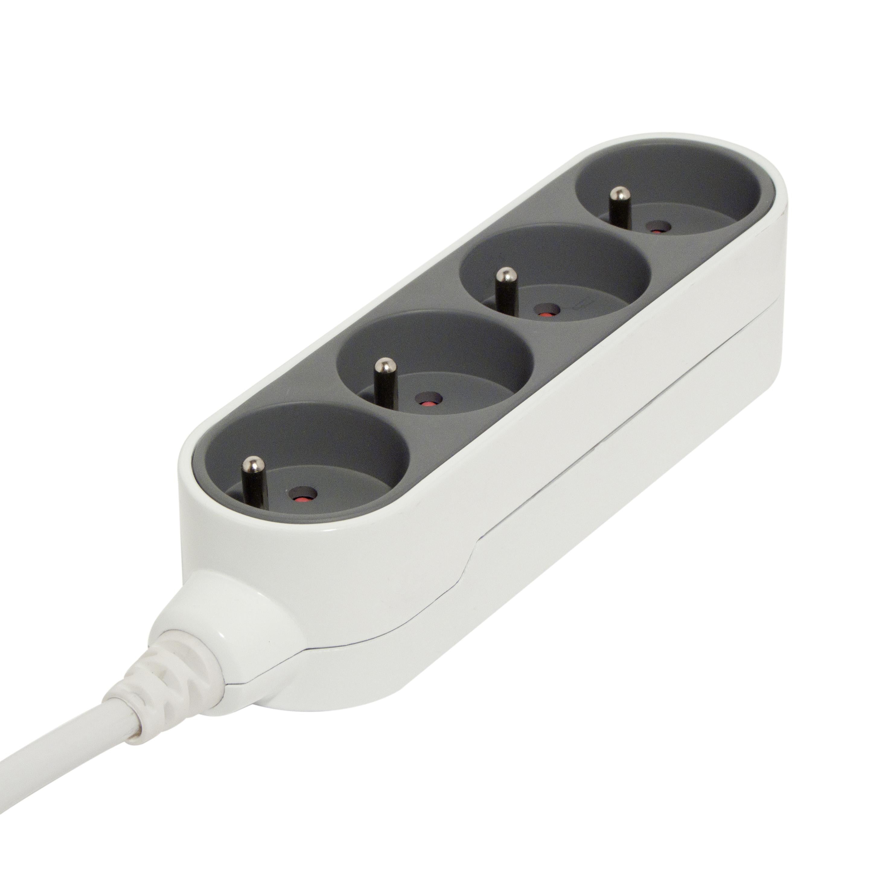 Stylish power strip Grey/White - 4 x 16 A - 1.5 m