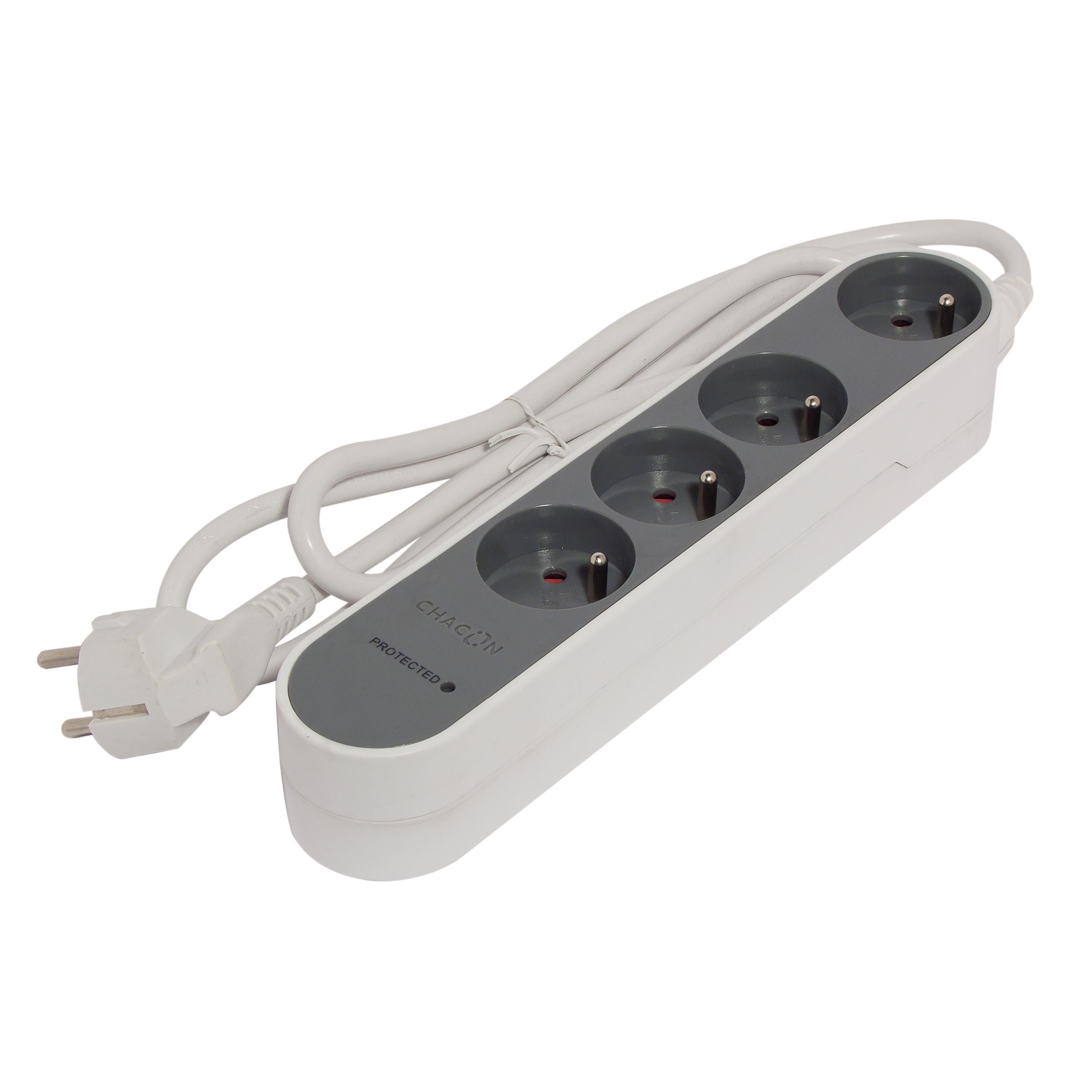 Stylish power strip Grey/White - 4 x 16 A - 3 m