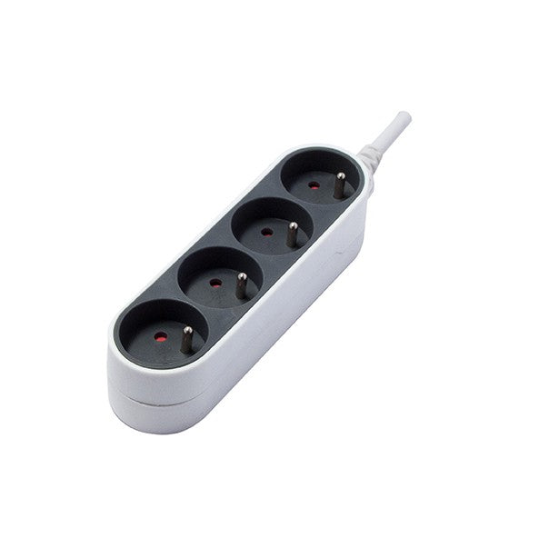 Extensão elegante cinzenta/branca - 4 x 16 A - 3 m